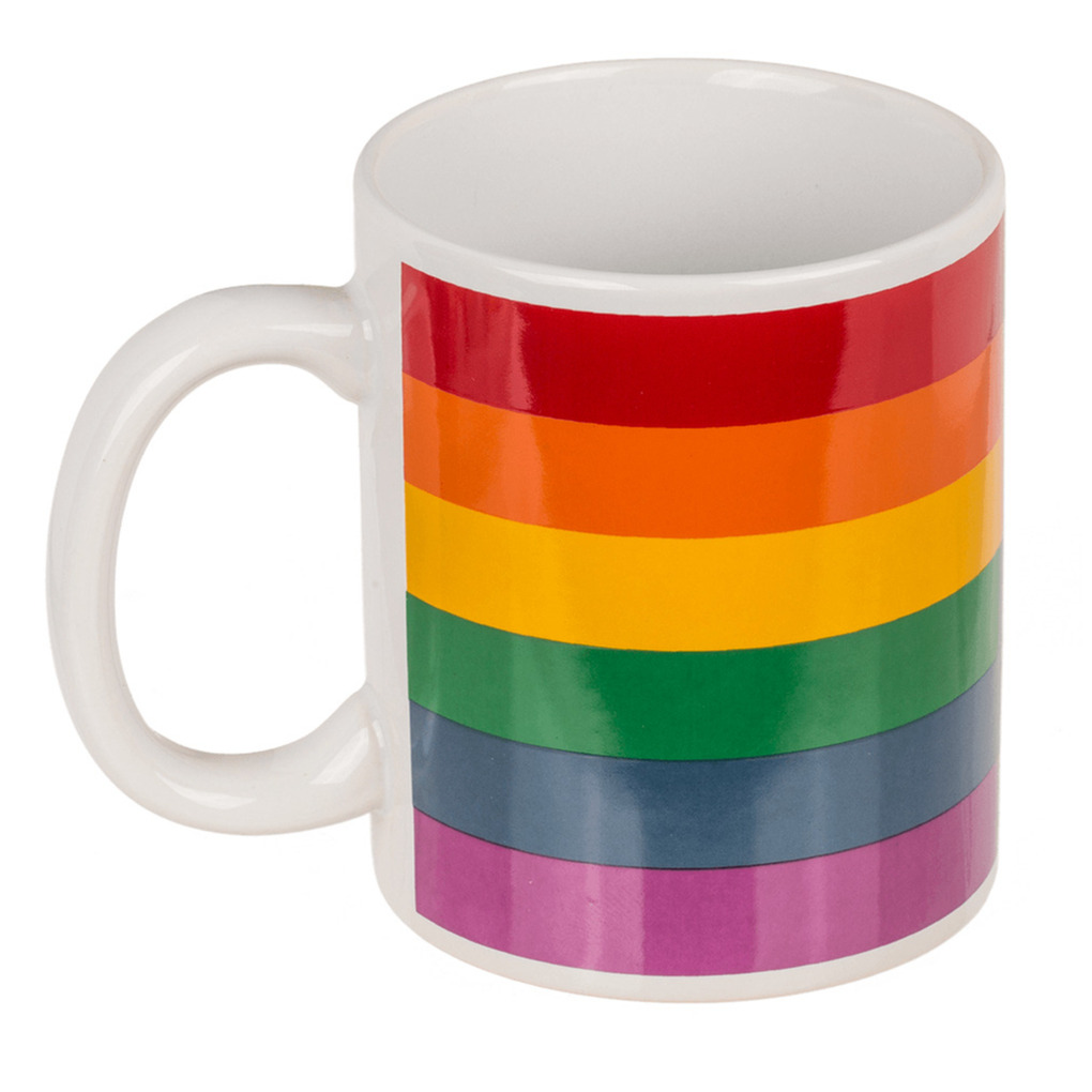 Koffiemok-drinkbeker Pride-regenboog thema kleuren keramiek 9 x 8 cm