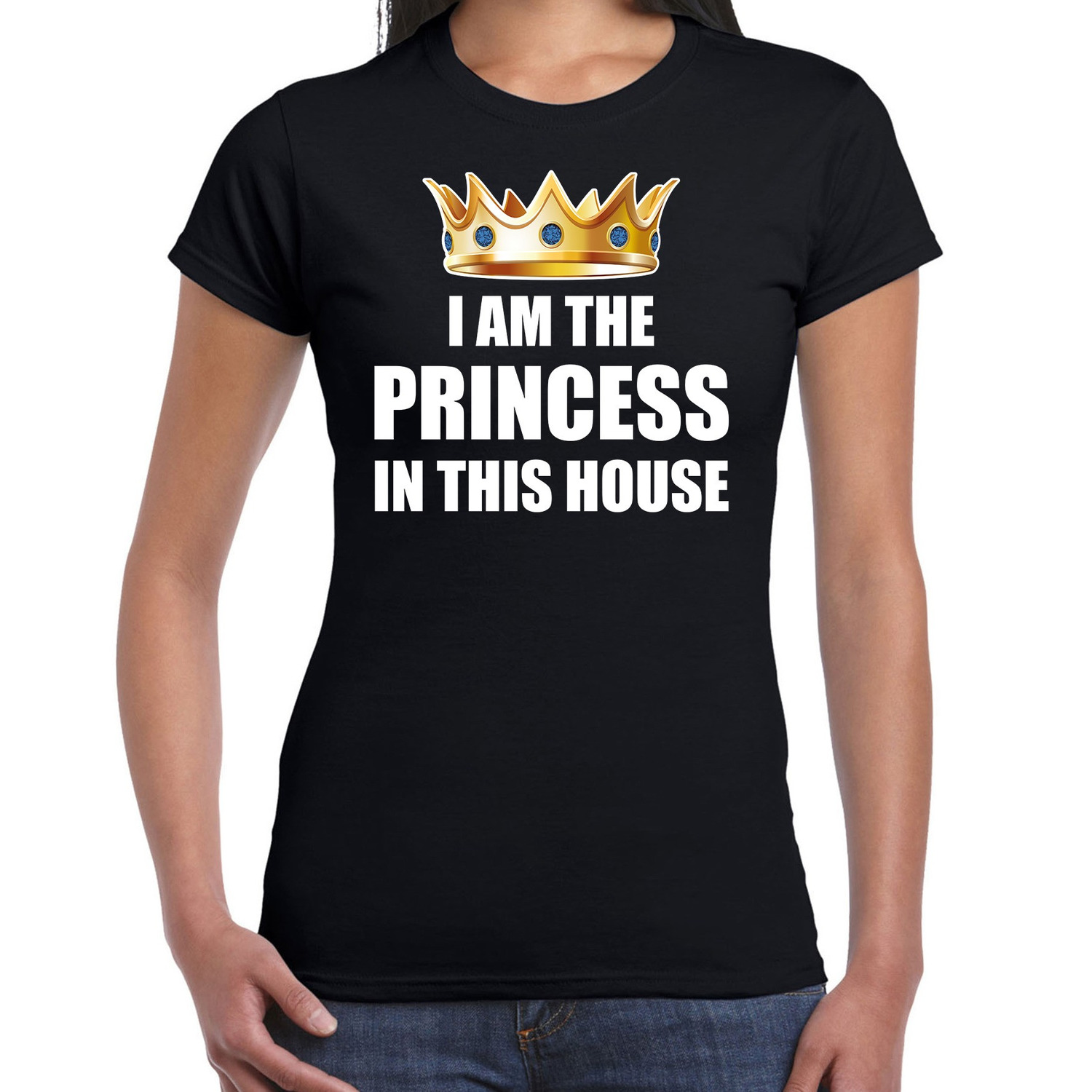 Koningsdag t-shirt Im the princess in this house zwart voor dames