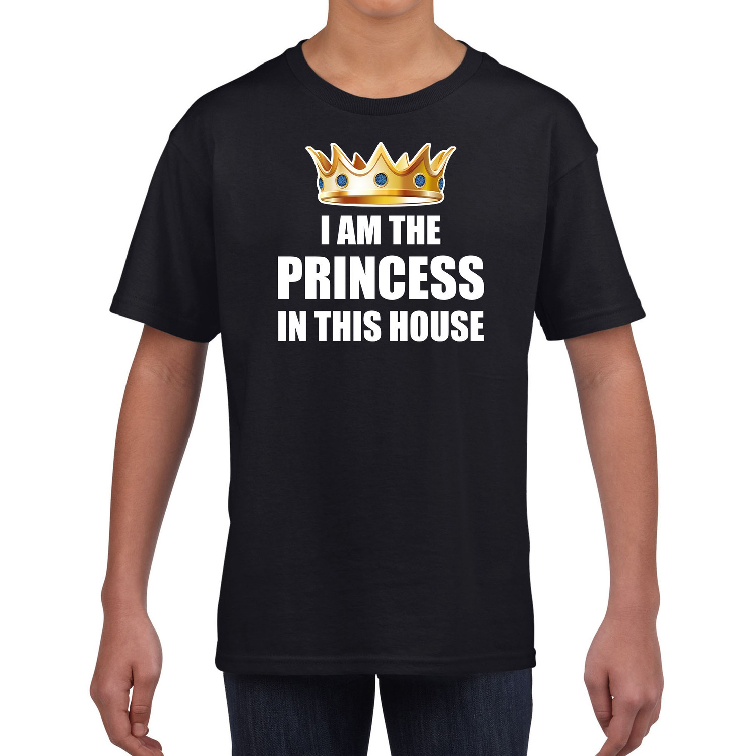 Koningsdag t-shirt Im the princess in this house zwart voor mei
