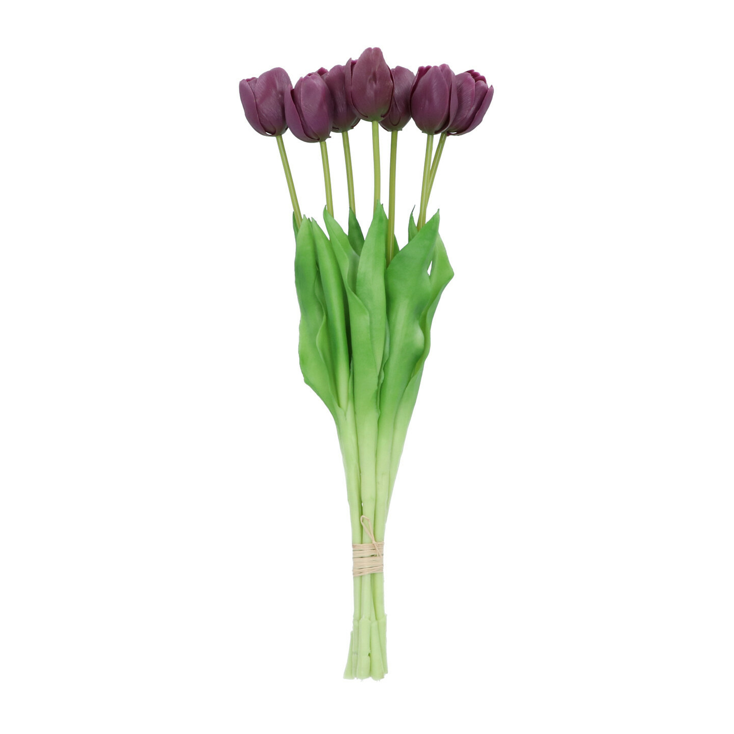Kunst tulpen boeket 7x stuks donker paars real touch 43 cm