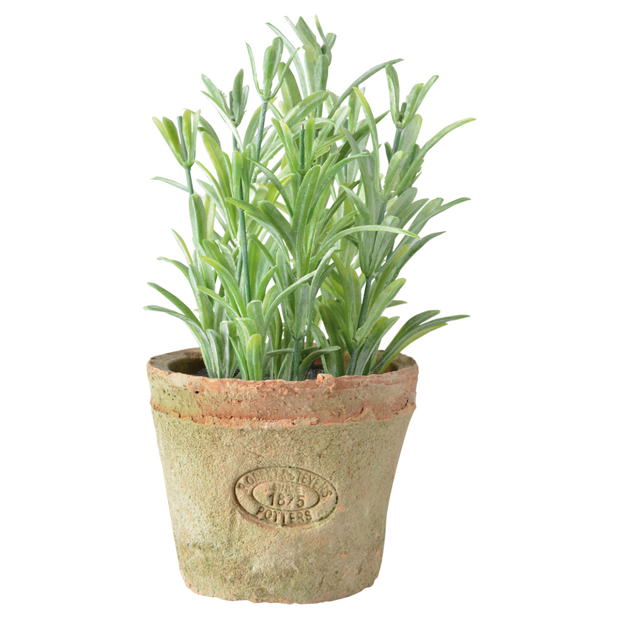 Kunstplant/kruiden rosemarijn - in oude terracotta pot - 16 cm - kruiden