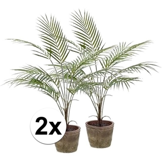 Kunstplant palmboompje groen 2 stuks
