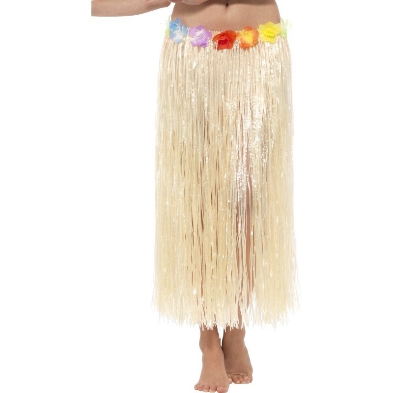 Lange Hawaii partydames verkleed rok met gekleurde bloemen