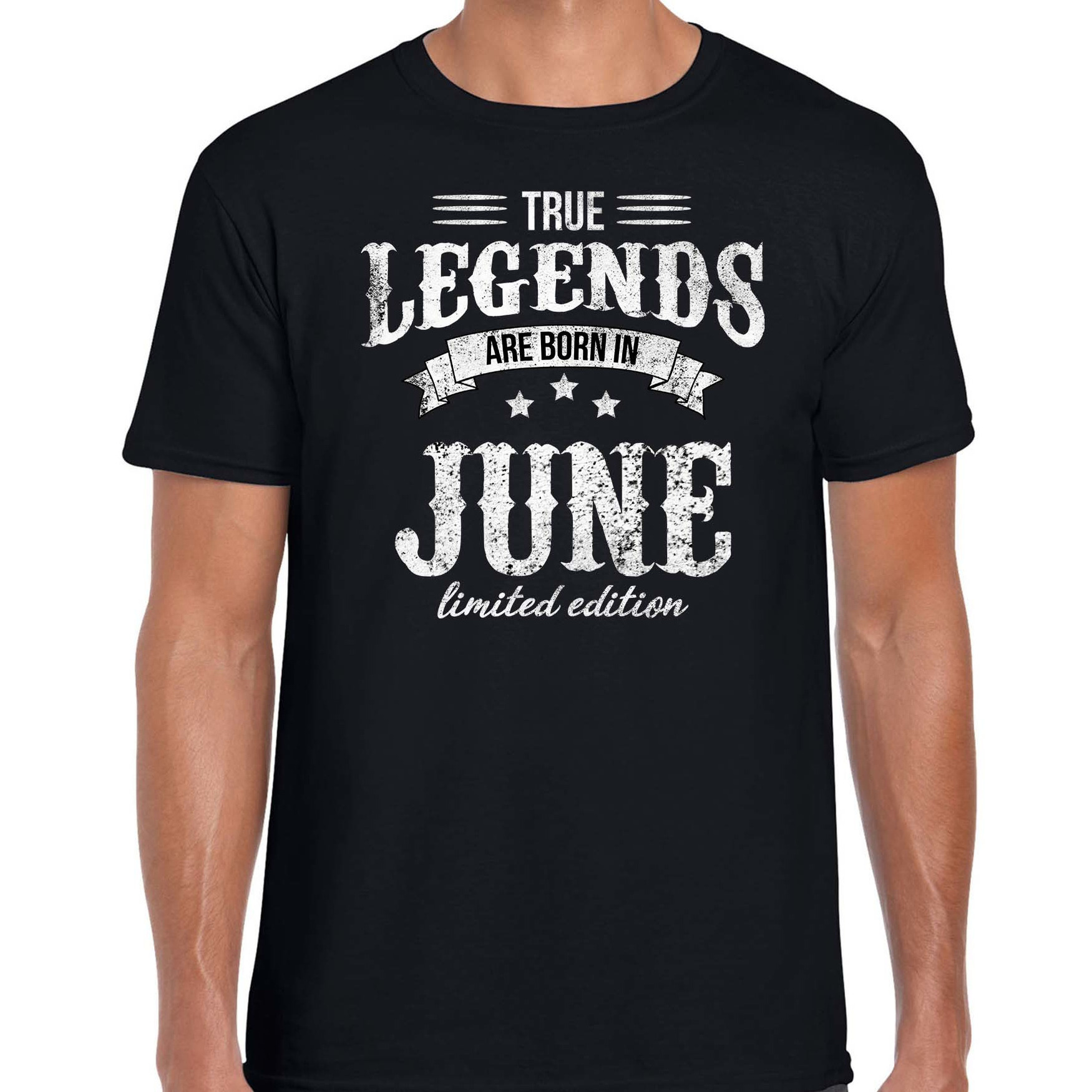 Legends are born in June cadeau t-shirt zwart voor heren Verjaardag shirts