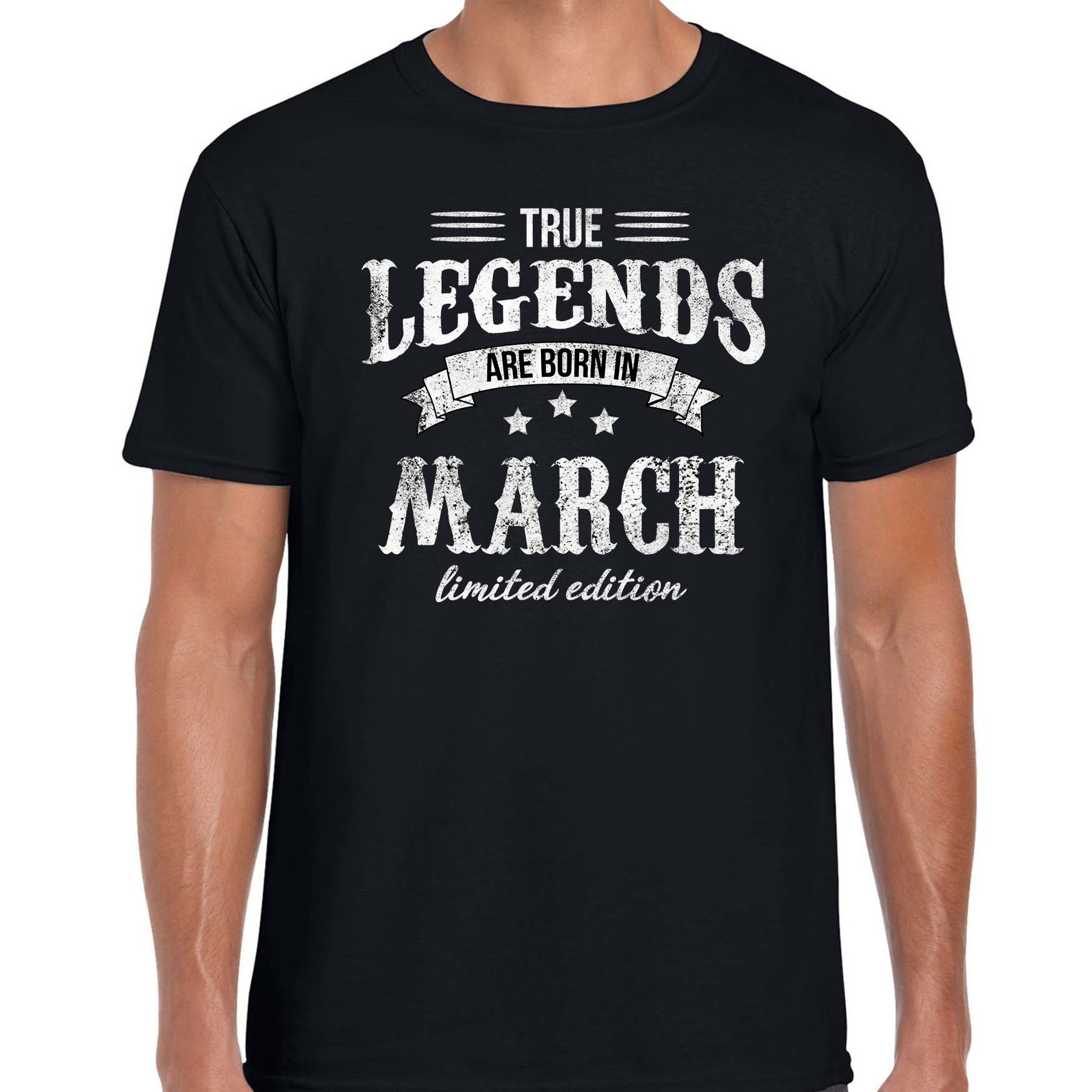 Legends are born in March cadeau t-shirt zwart voor heren - Verjaardag shirts
