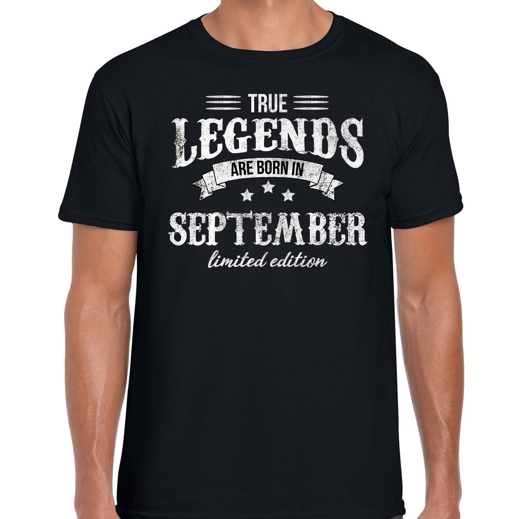 Legends are born in September cadeau t-shirt zwart voor heren Verjaardag shirts