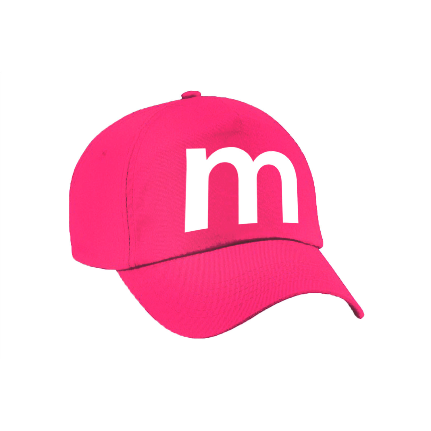 Letter M pet - cap roze voor volwassenen - verkleed - carnaval baseball cap