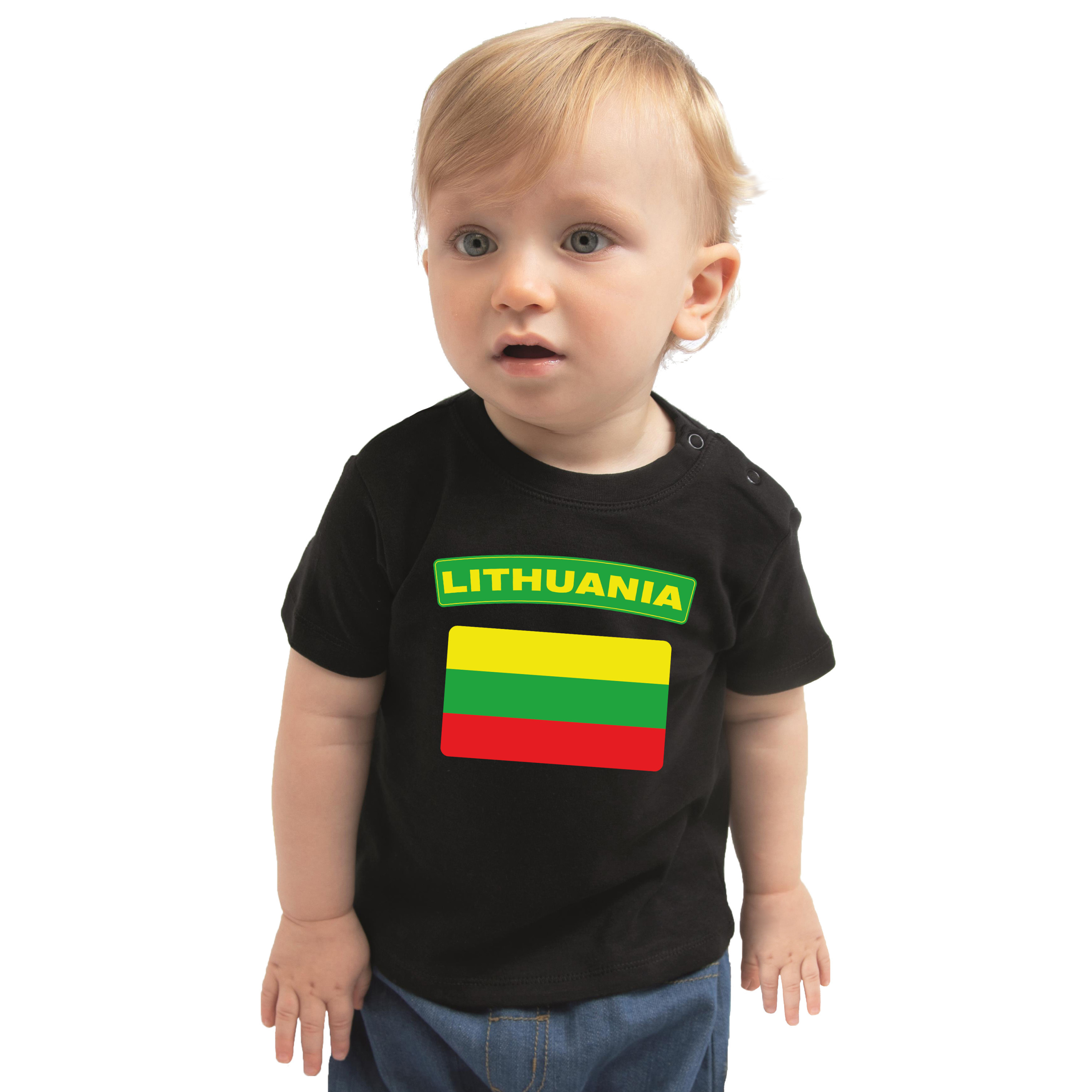 Lithuania t-shirt met vlag Litouwen zwart voor babys