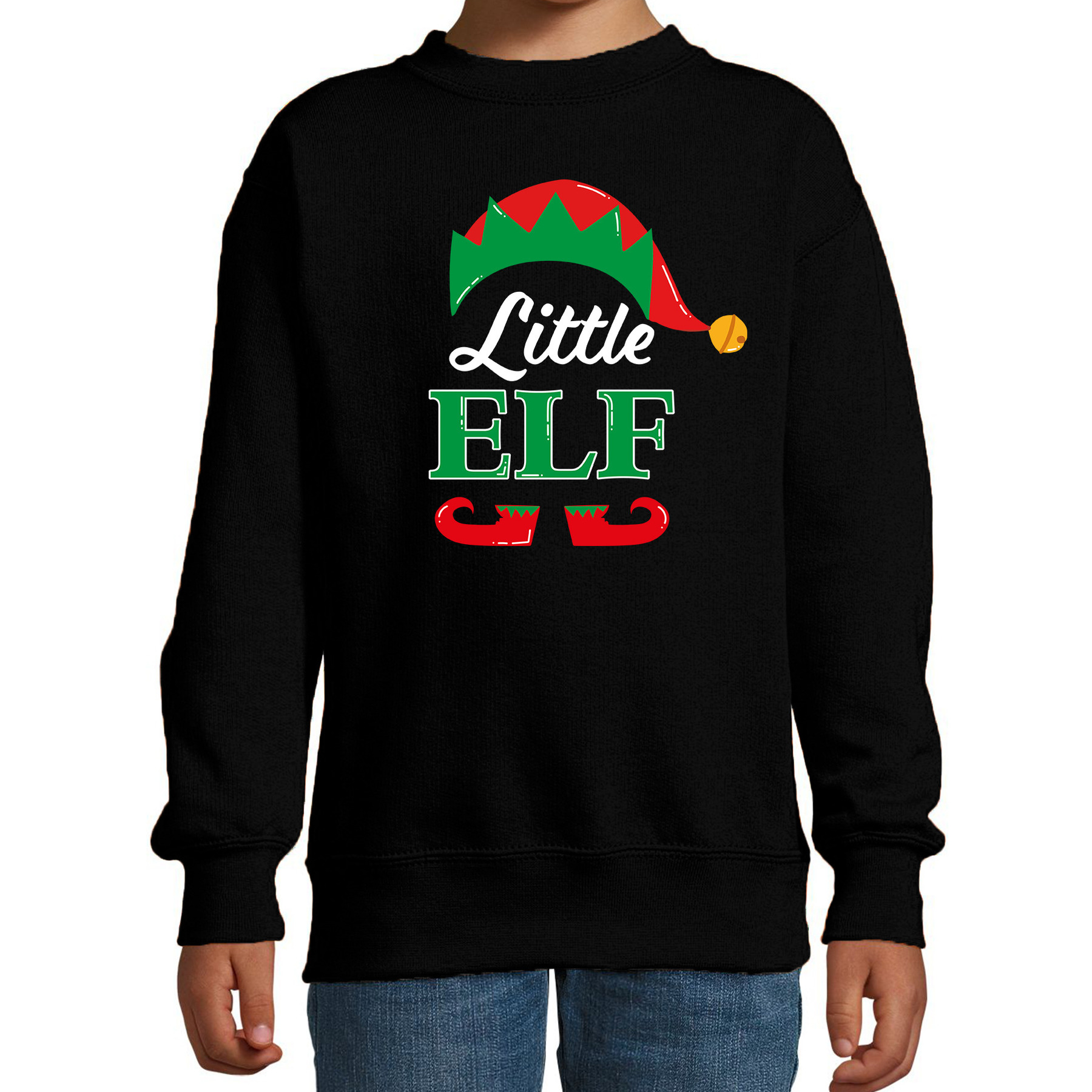 Little elf Kerstsweater - Kersttrui zwart voor kinderen