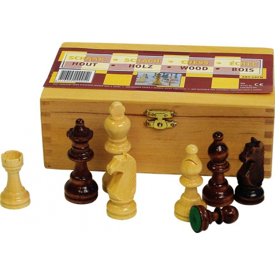 Luxe houten schaakstukken setje van 8.3 cm