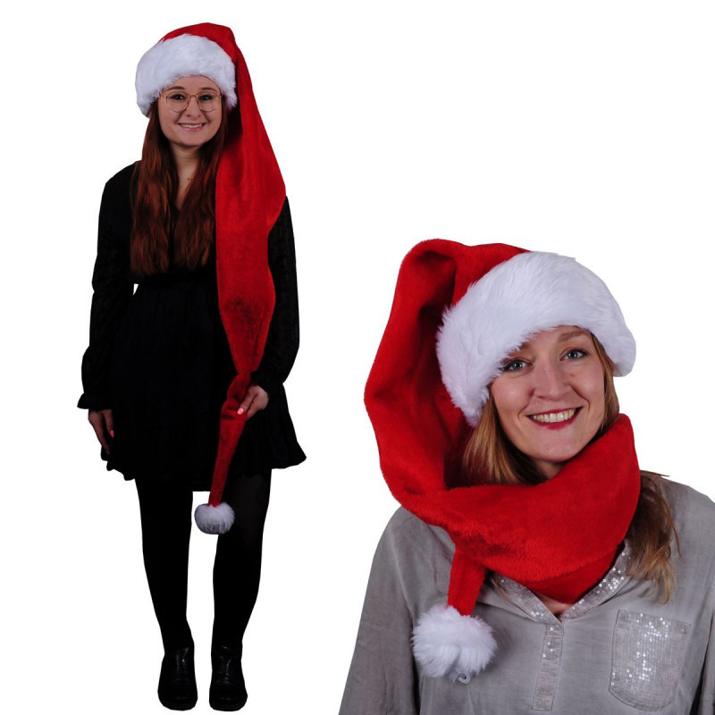 Luxe XL kerstmuts rood/wit pluche voor volwassenen