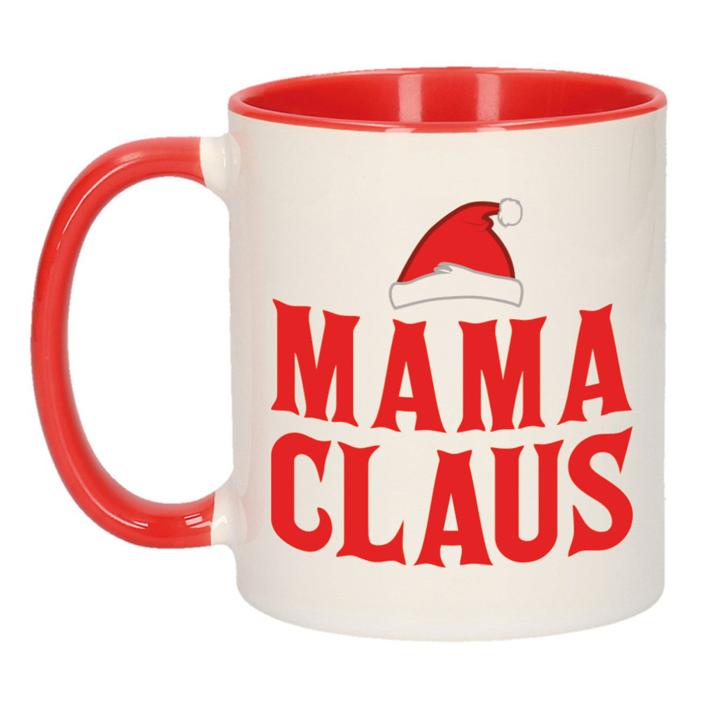 Mama Claus koffiemok-theebeker rood kerst cadeau mama 300 ml