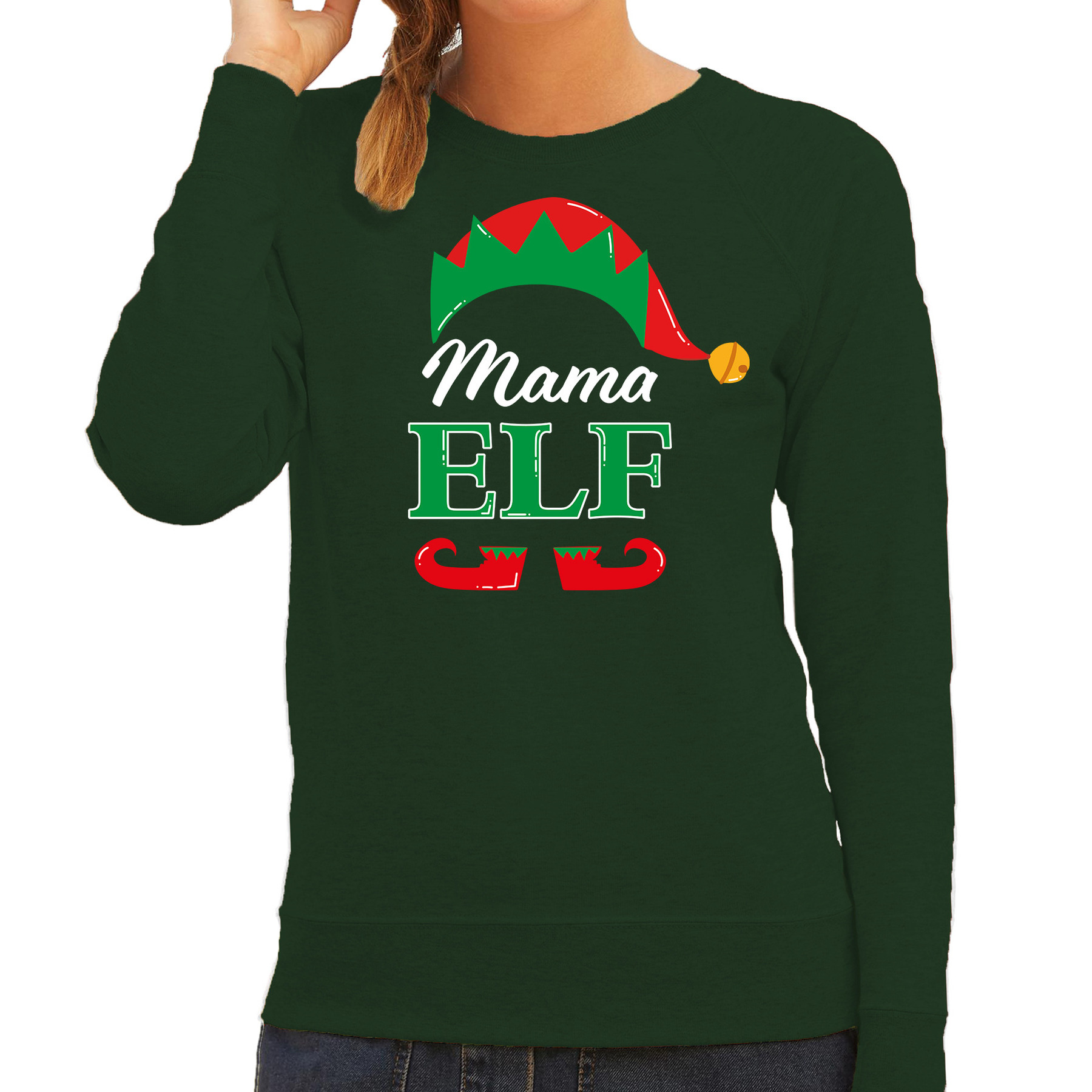 Mama elf foute Kerstsweater - Kersttrui groen voor dames