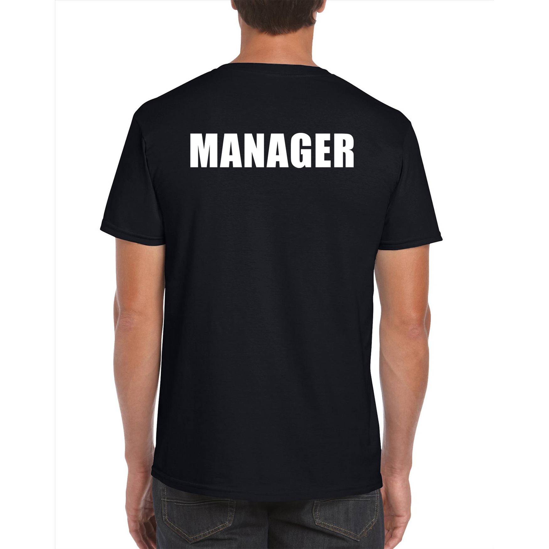 Manager tekst t-shirt zwart heren