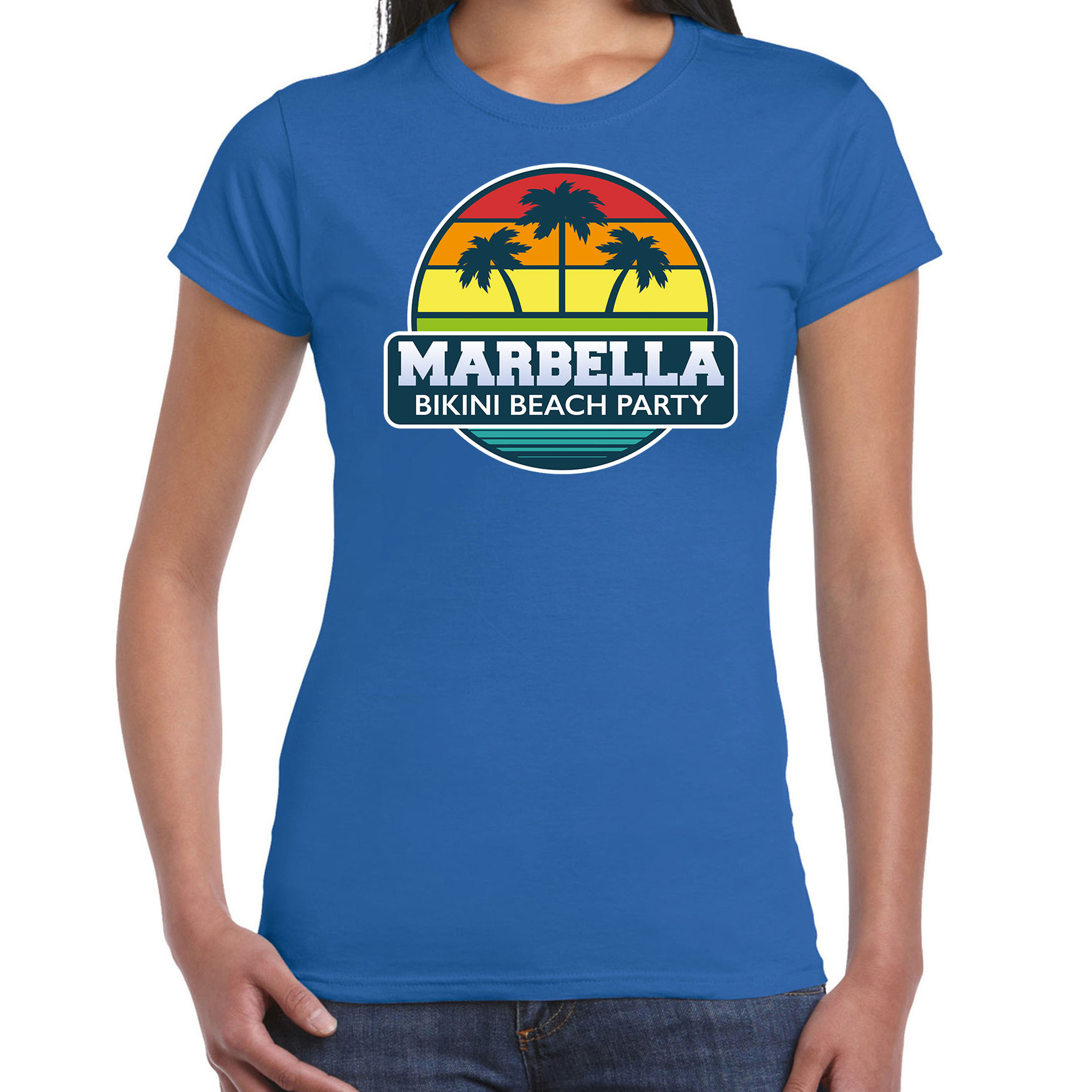 Marbella zomer t-shirt-shirt Marbella bikini beach party blauw voor dames