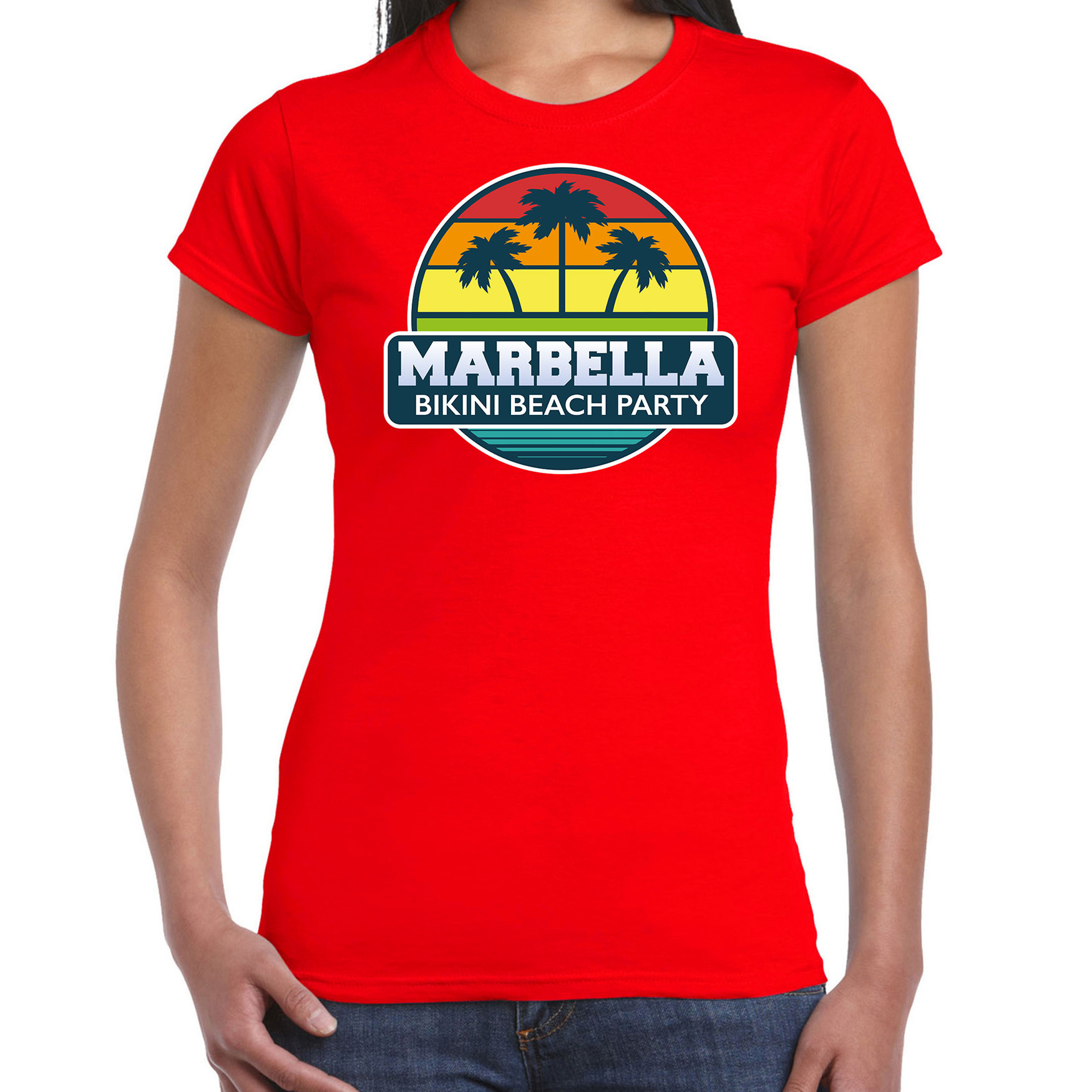 Marbella zomer t-shirt-shirt Marbella bikini beach party rood voor dames