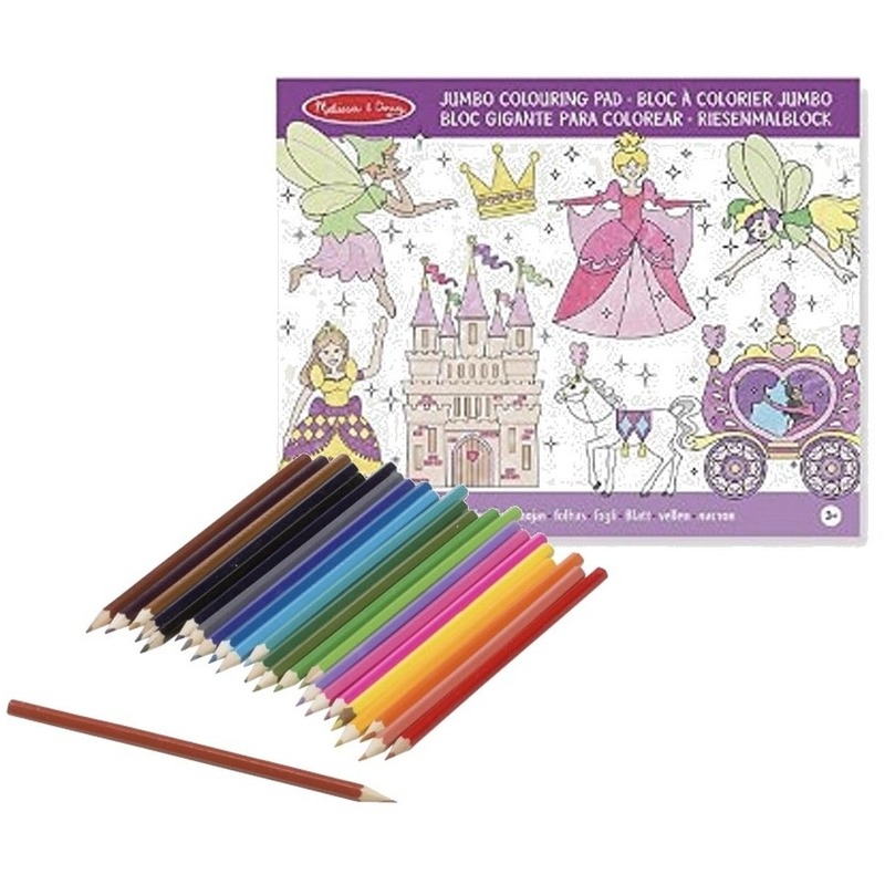 Meisjes prinsessenboek met kleurpotloden set