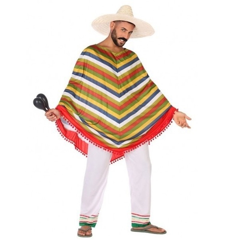 Mexicaans verkleed kostuum-poncho voor heren