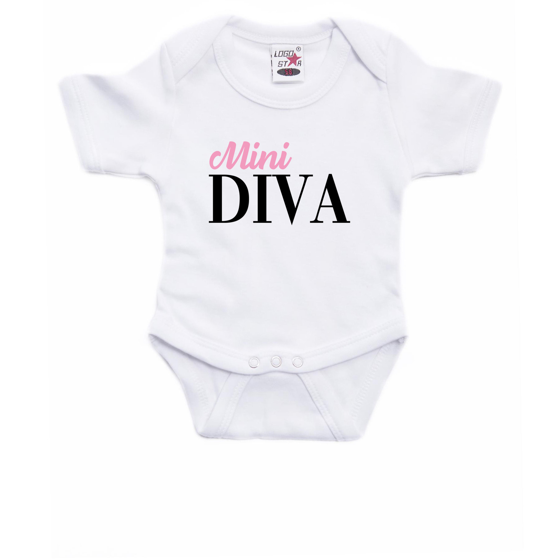 Mini Diva cadeau baby rompertje wit jongen/meisje