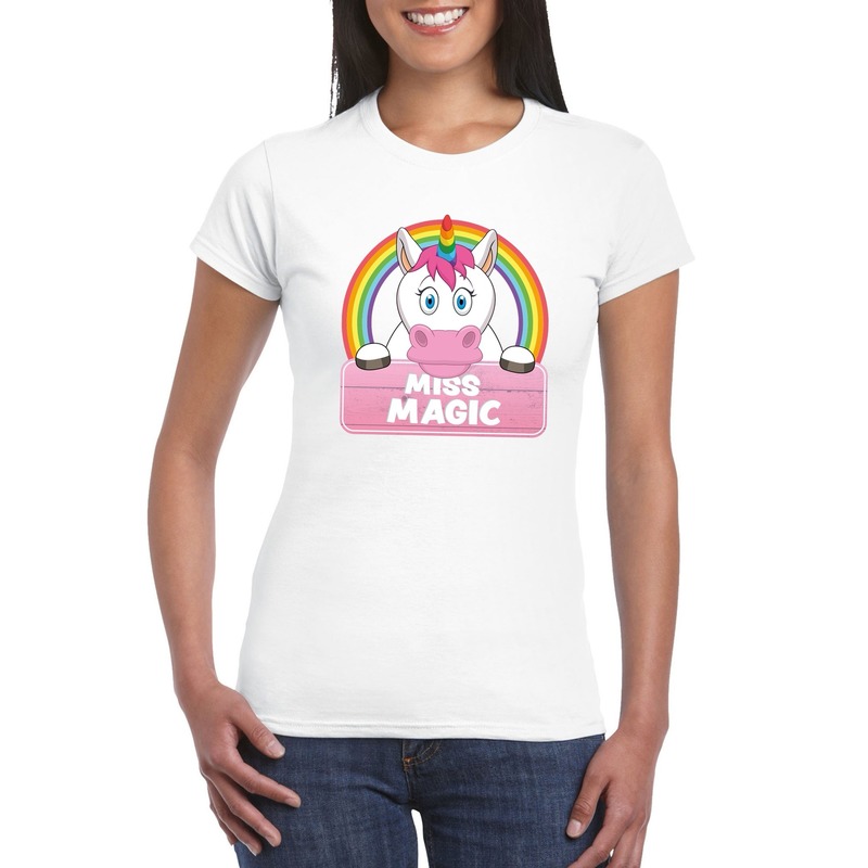 Miss Magic de eenhoorn t-shirt wit dames