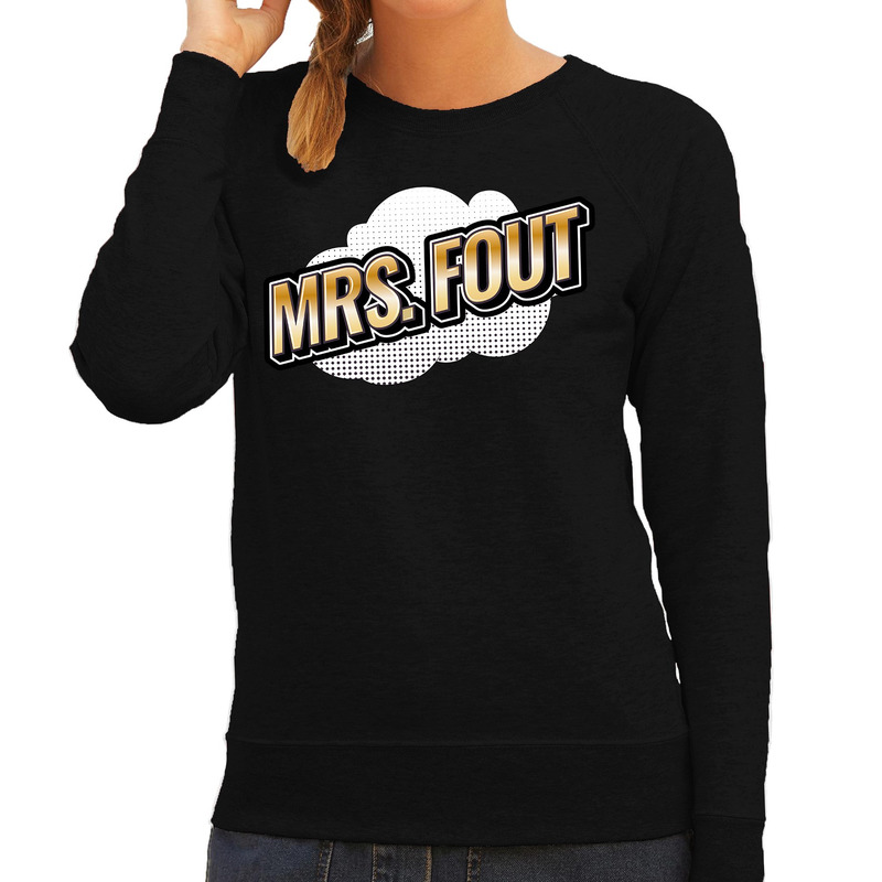 Mrs. Fout fun tekst sweater voor dames zwart in 3D effect