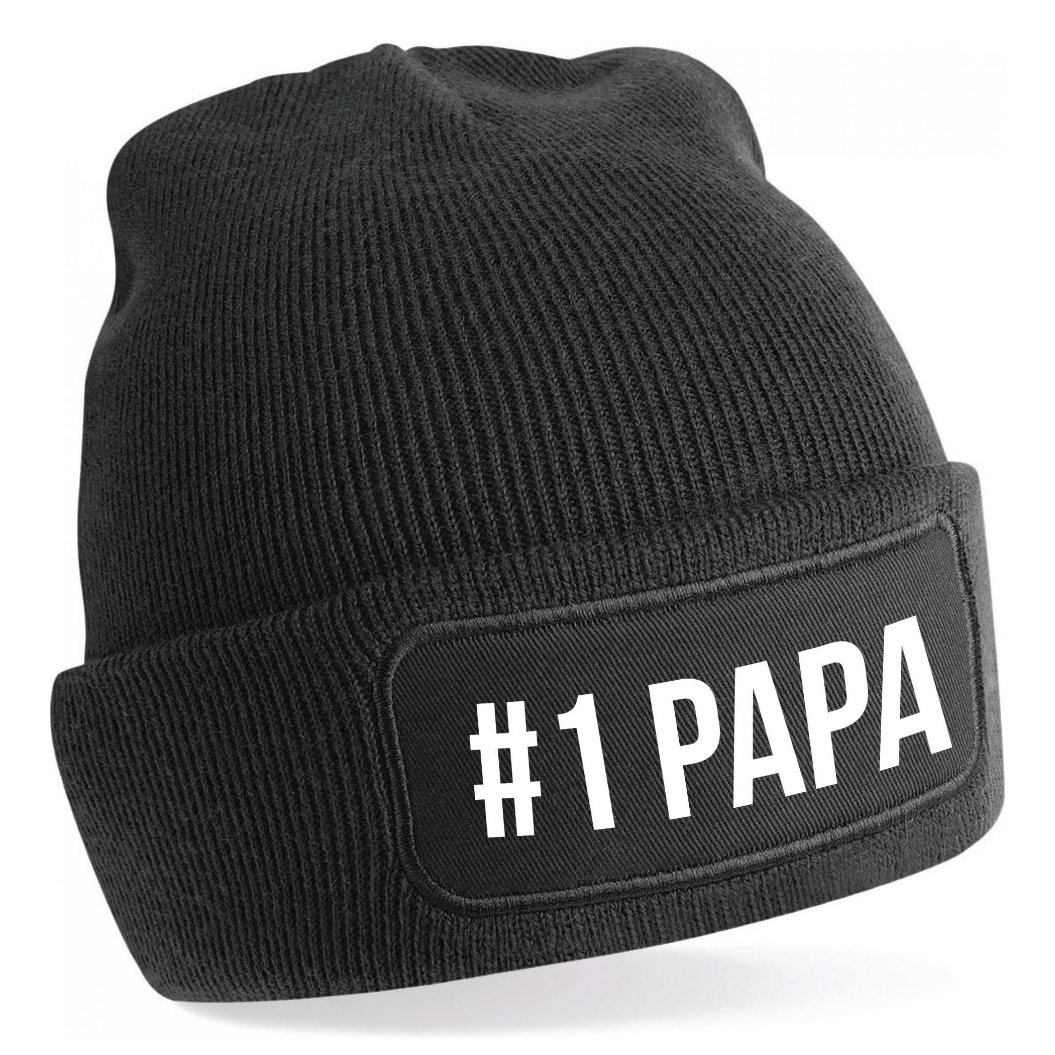 Muts nummer 1 papa zwart voor heren - Winter cadeau papa/ vader