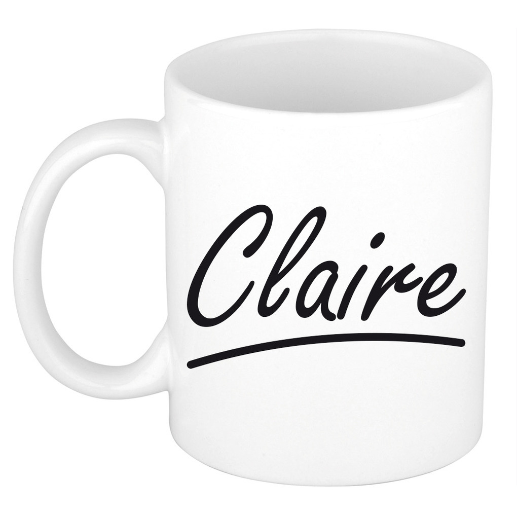 Naam cadeau mok-beker Claire met sierlijke letters 300 ml