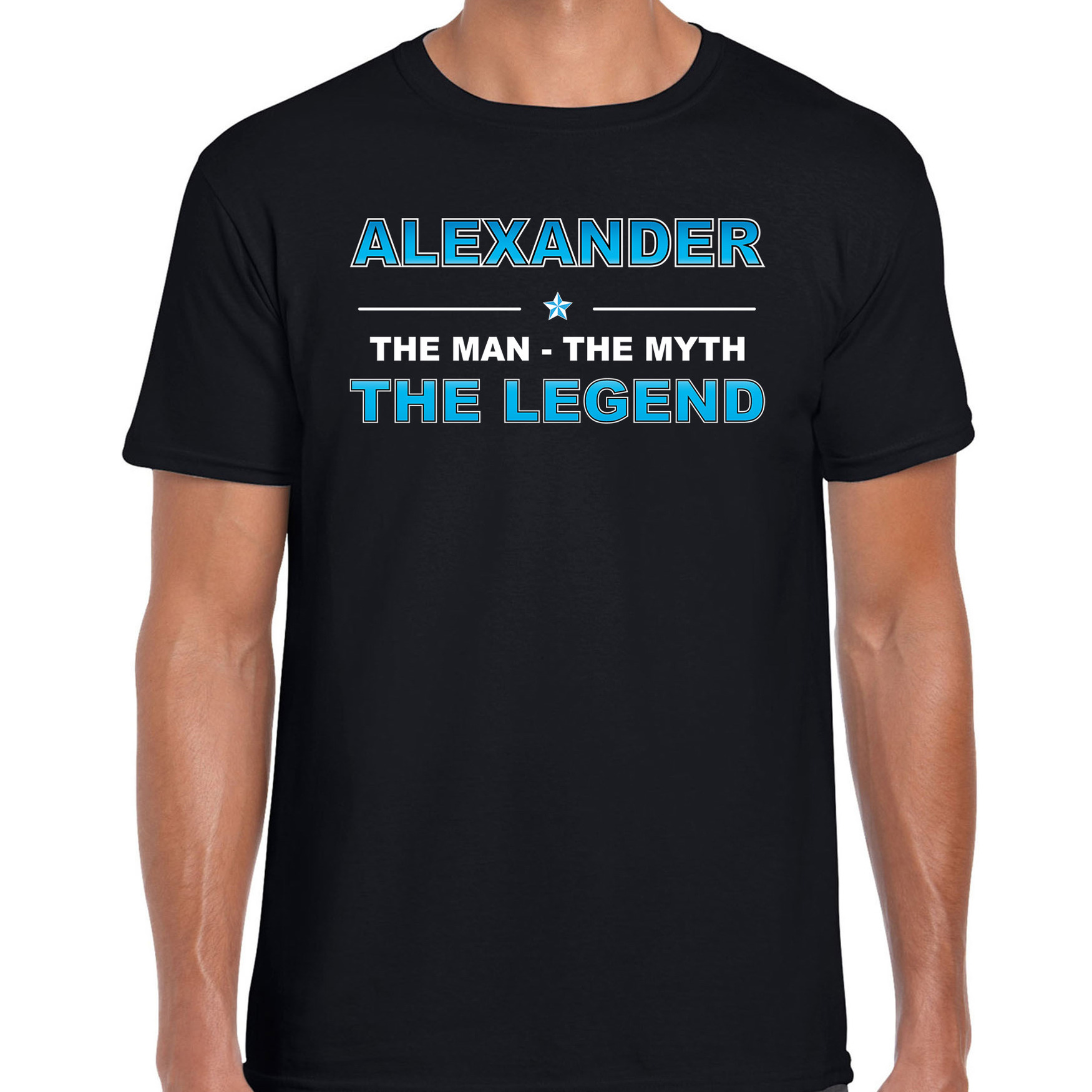 Naam cadeau t-shirt Alexander the legend zwart voor heren
