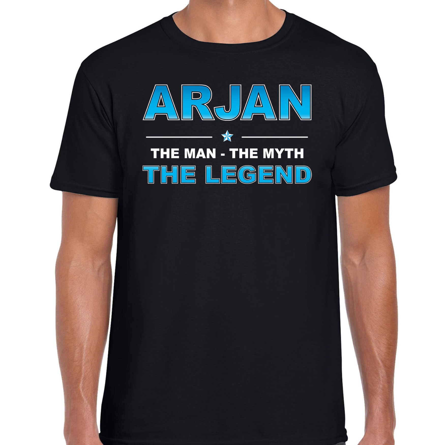 Naam cadeau t-shirt Arjan the legend zwart voor heren