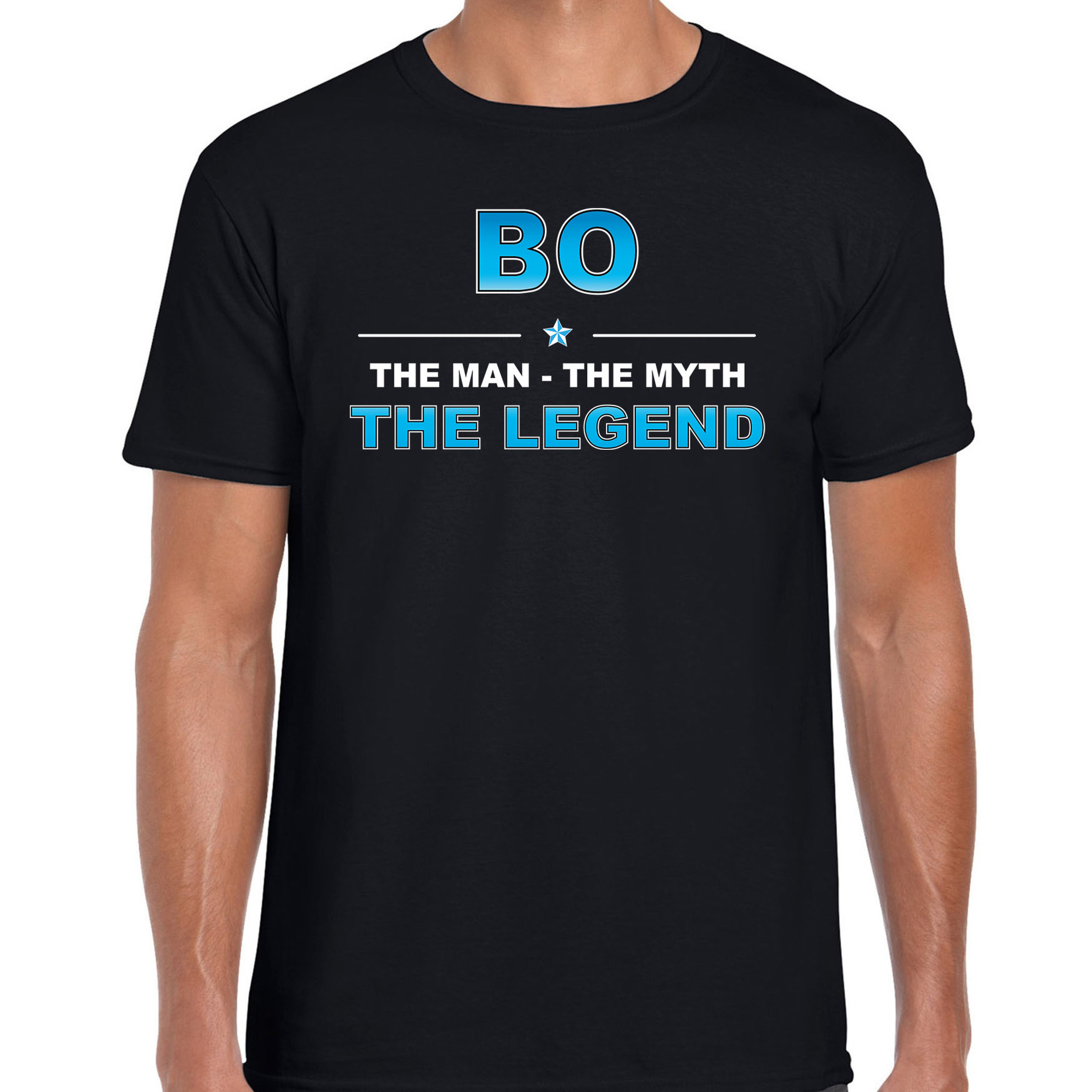Naam cadeau t-shirt Bo the legend zwart voor heren