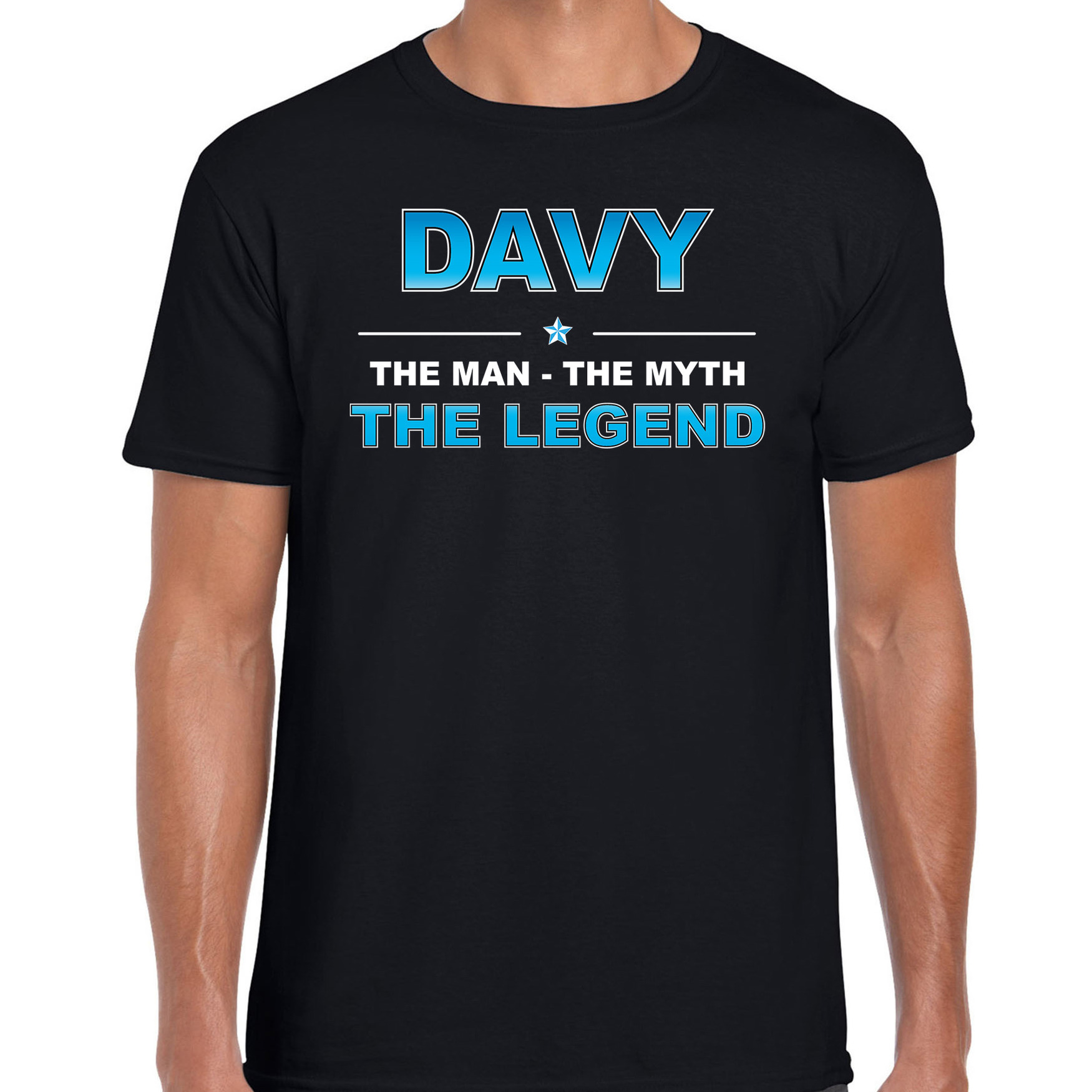 Naam cadeau t-shirt Davy the legend zwart voor heren