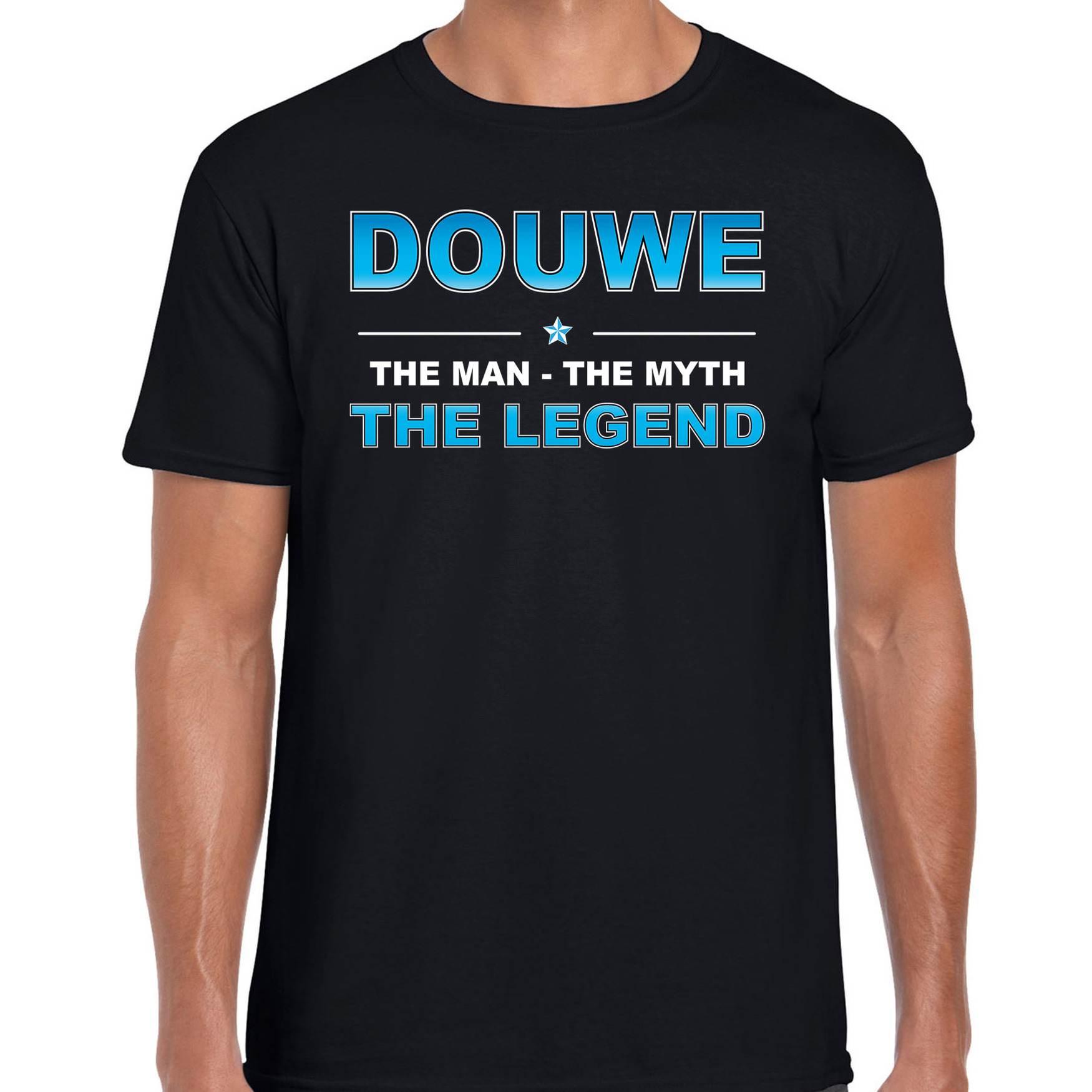 Naam cadeau t-shirt Douwe the legend zwart voor heren