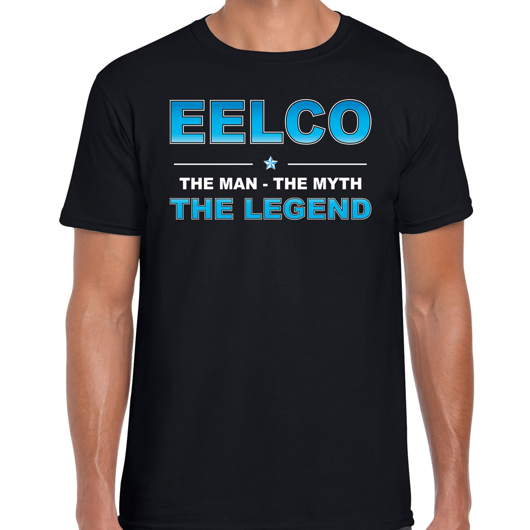 Naam cadeau t-shirt Eelco the legend zwart voor heren