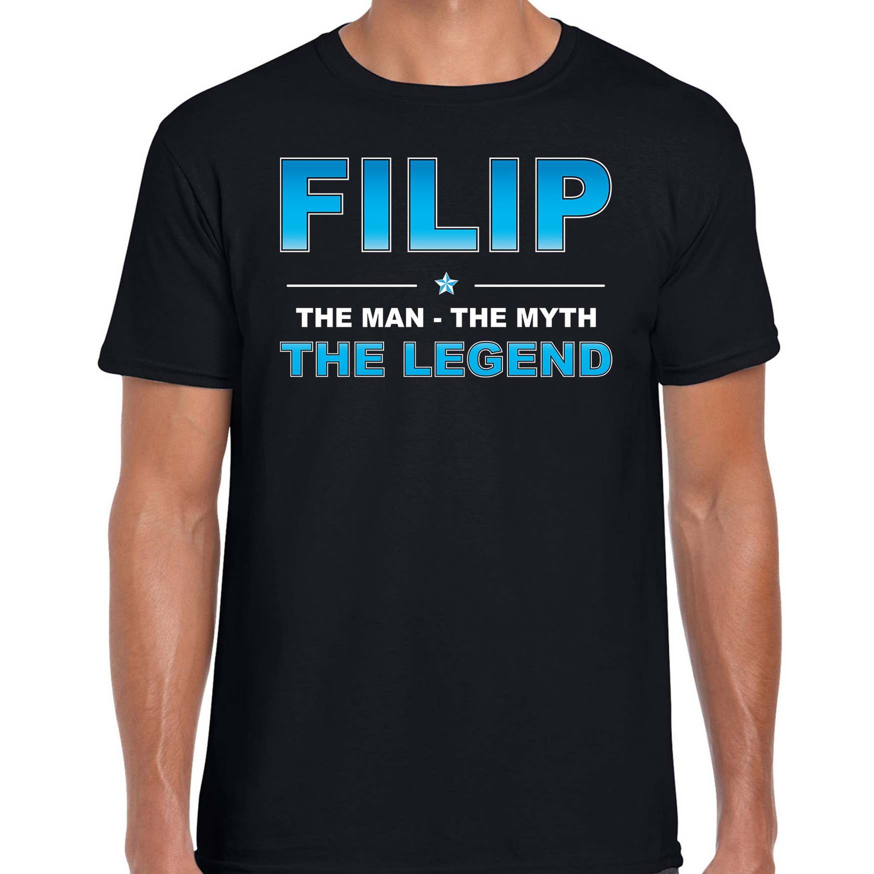 Naam cadeau t-shirt Filip the legend zwart voor heren