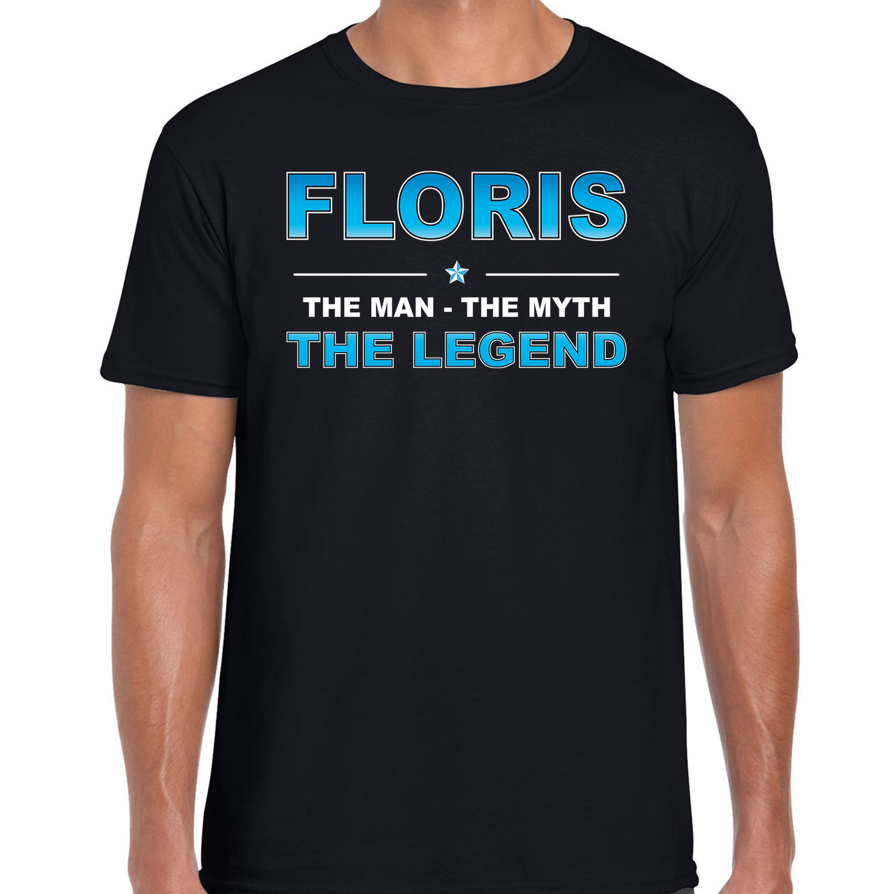 Naam cadeau t-shirt Floris the legend zwart voor heren