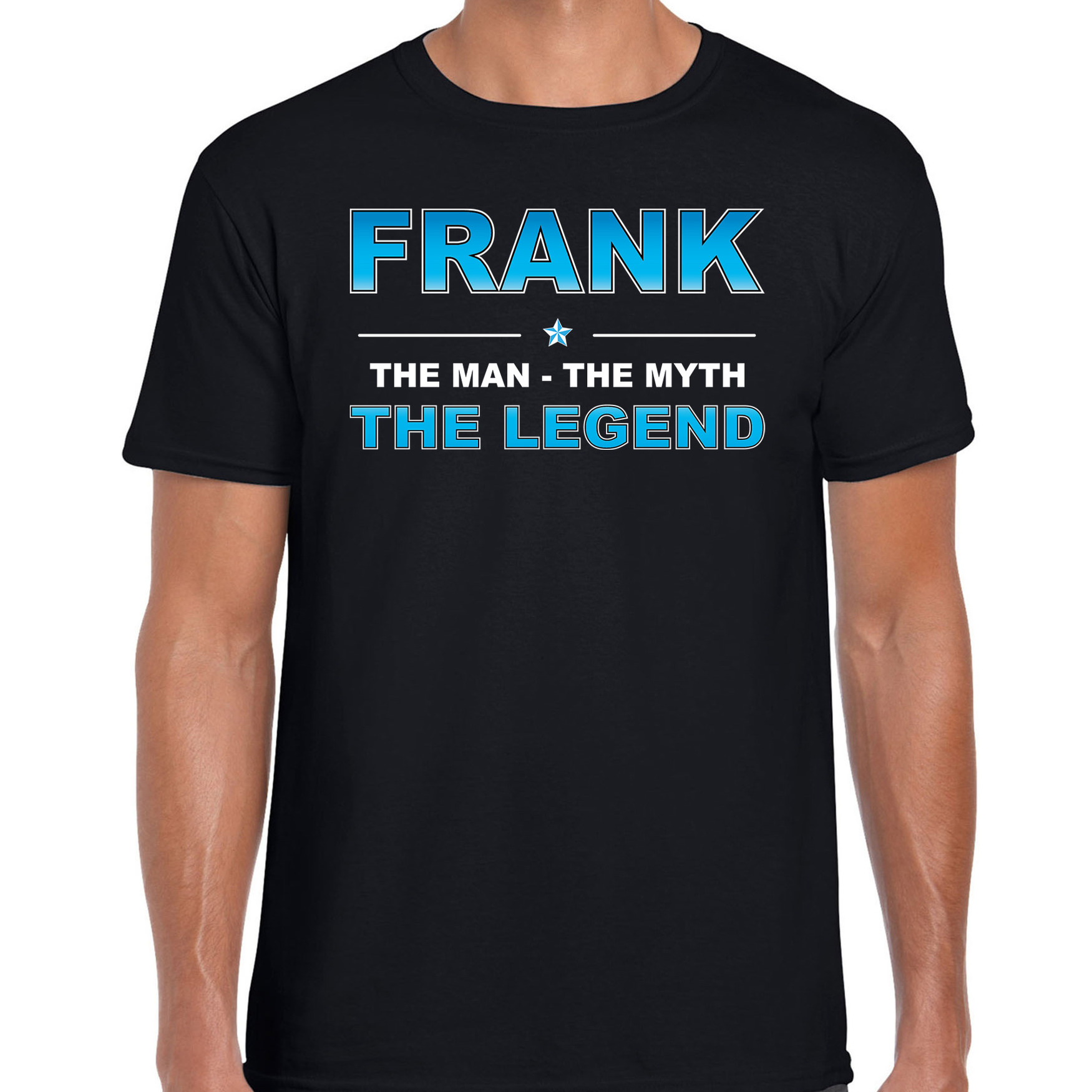 Naam cadeau t-shirt Frank the legend zwart voor heren
