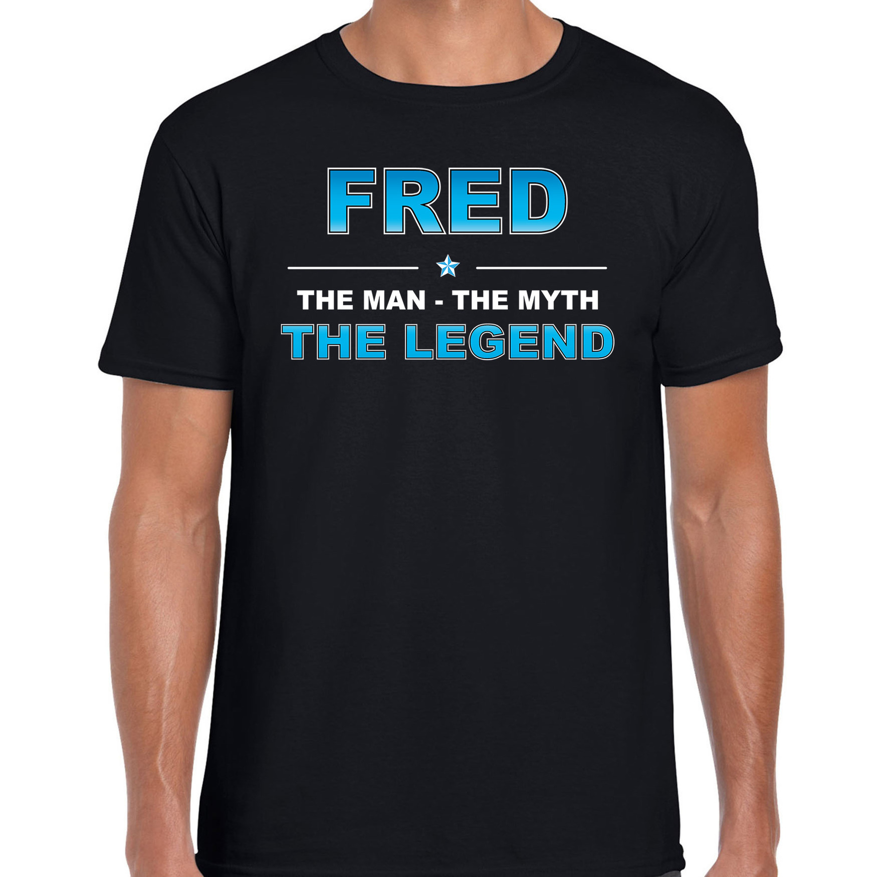 Naam cadeau t-shirt Fred the legend zwart voor heren