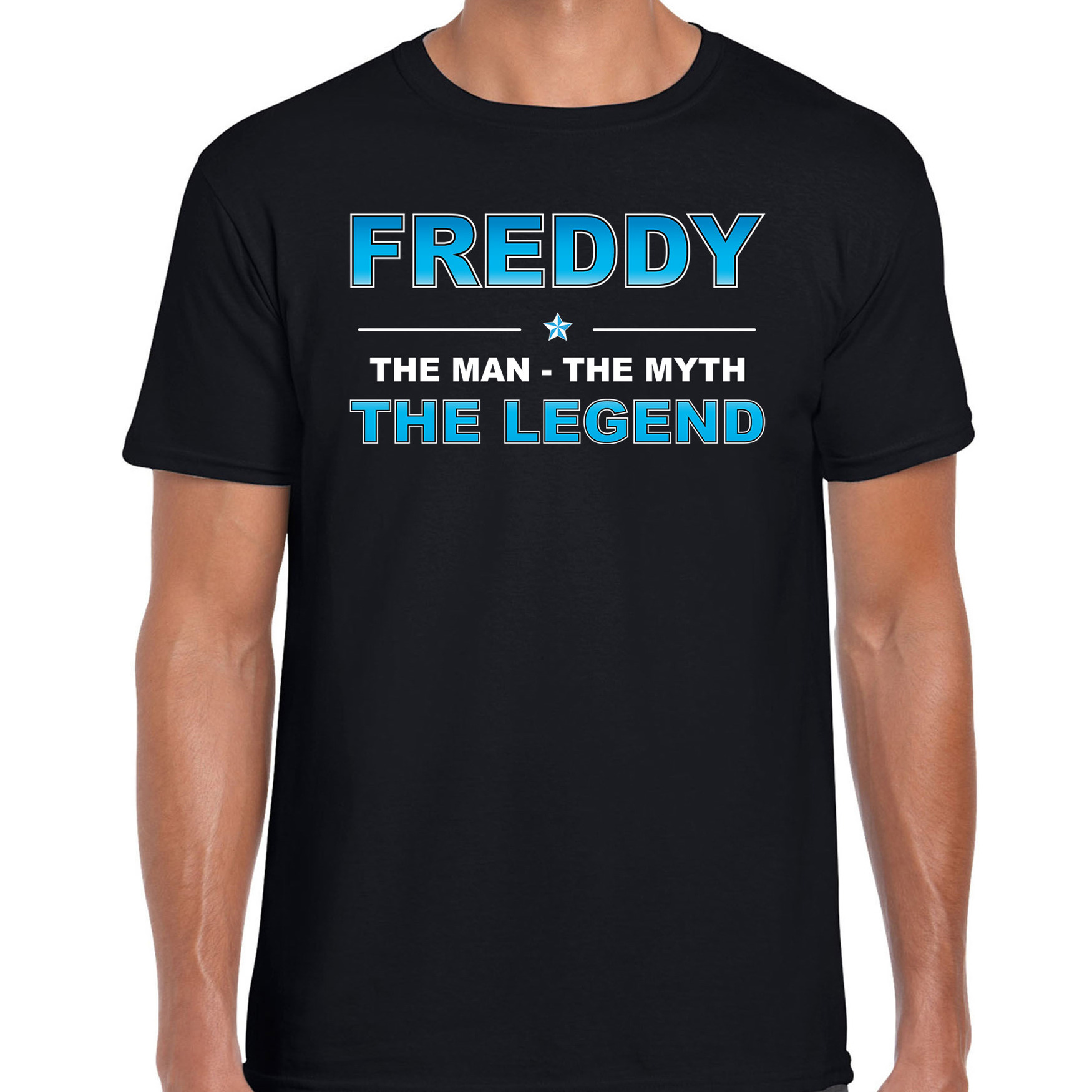 Naam cadeau t-shirt Freddy the legend zwart voor heren