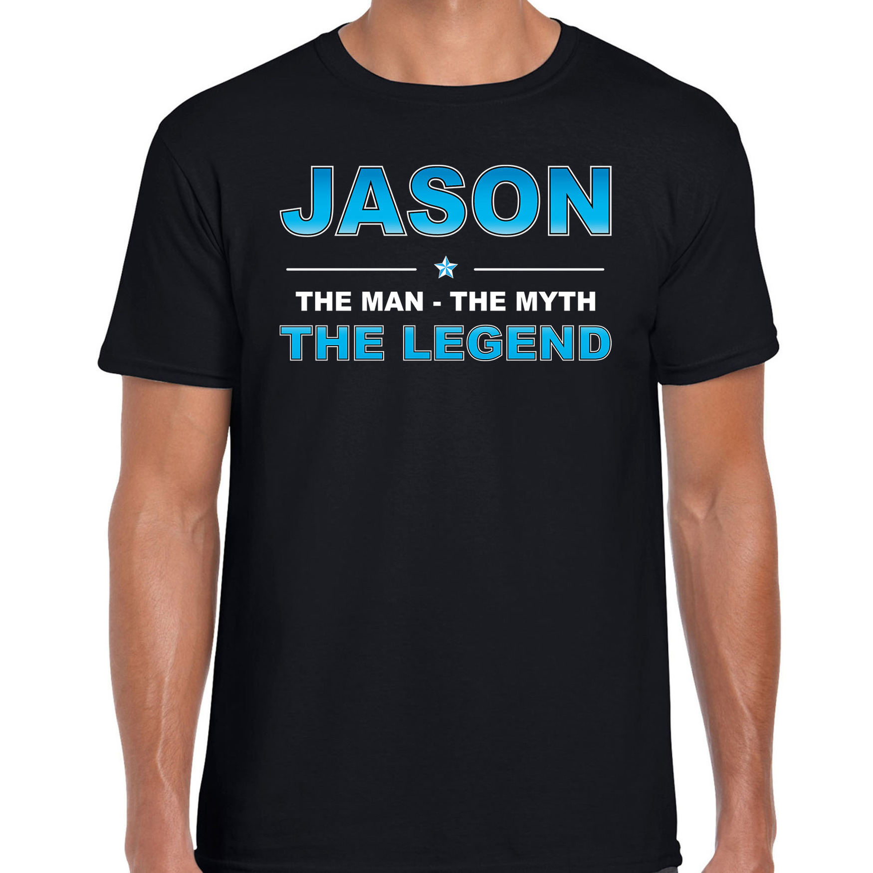 Naam cadeau t-shirt Jason the legend zwart voor heren