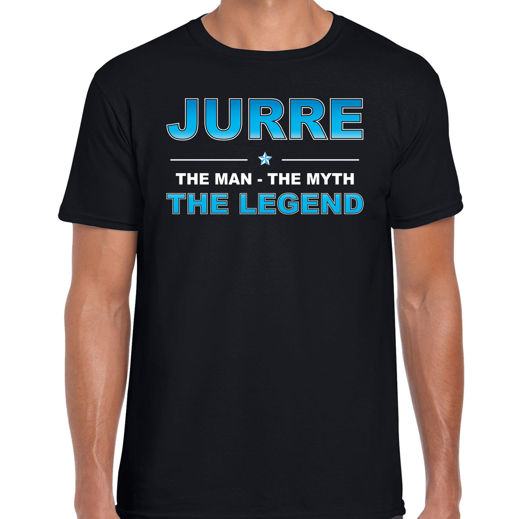 Naam cadeau t-shirt Jurre the legend zwart voor heren