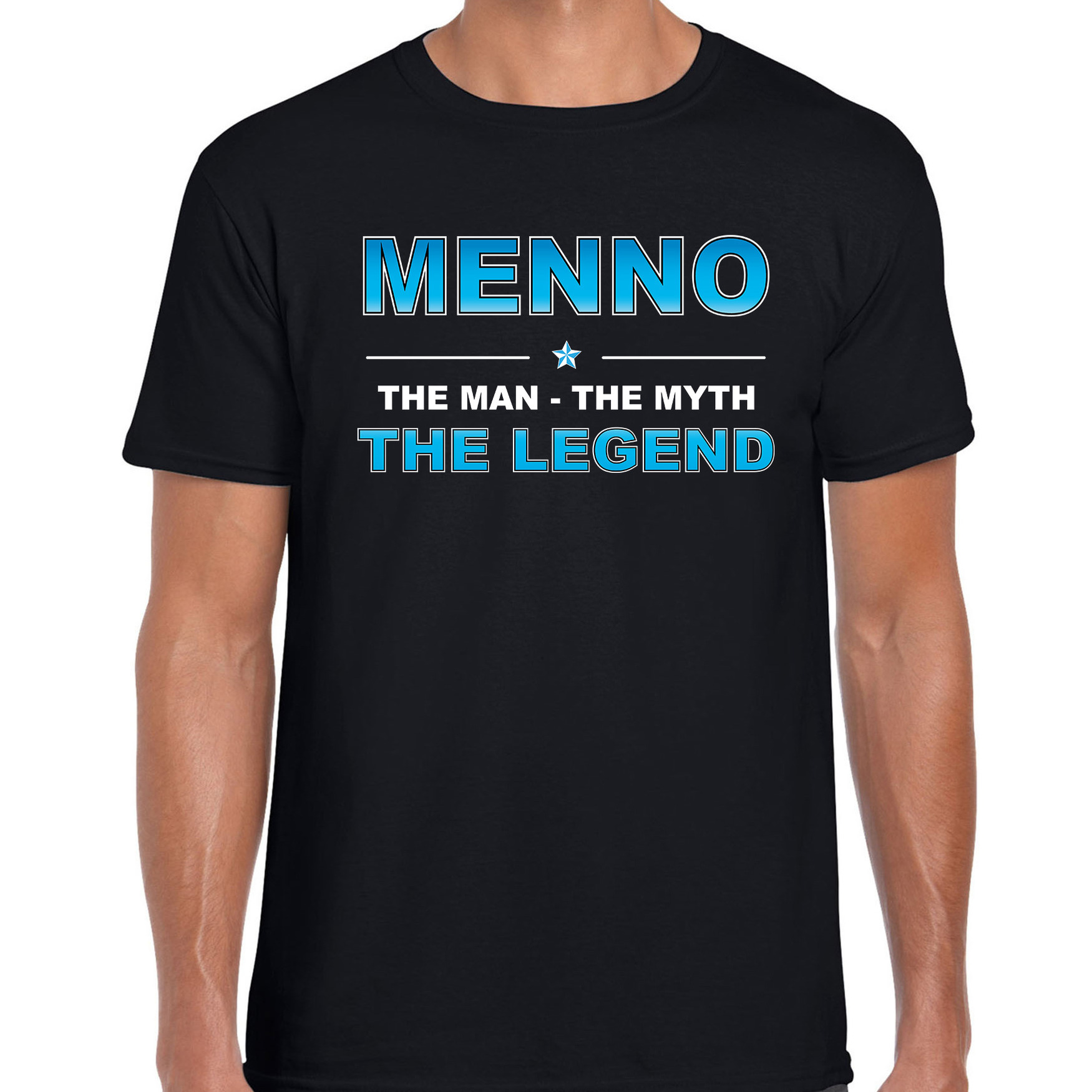 Naam cadeau t-shirt Menno the legend zwart voor heren
