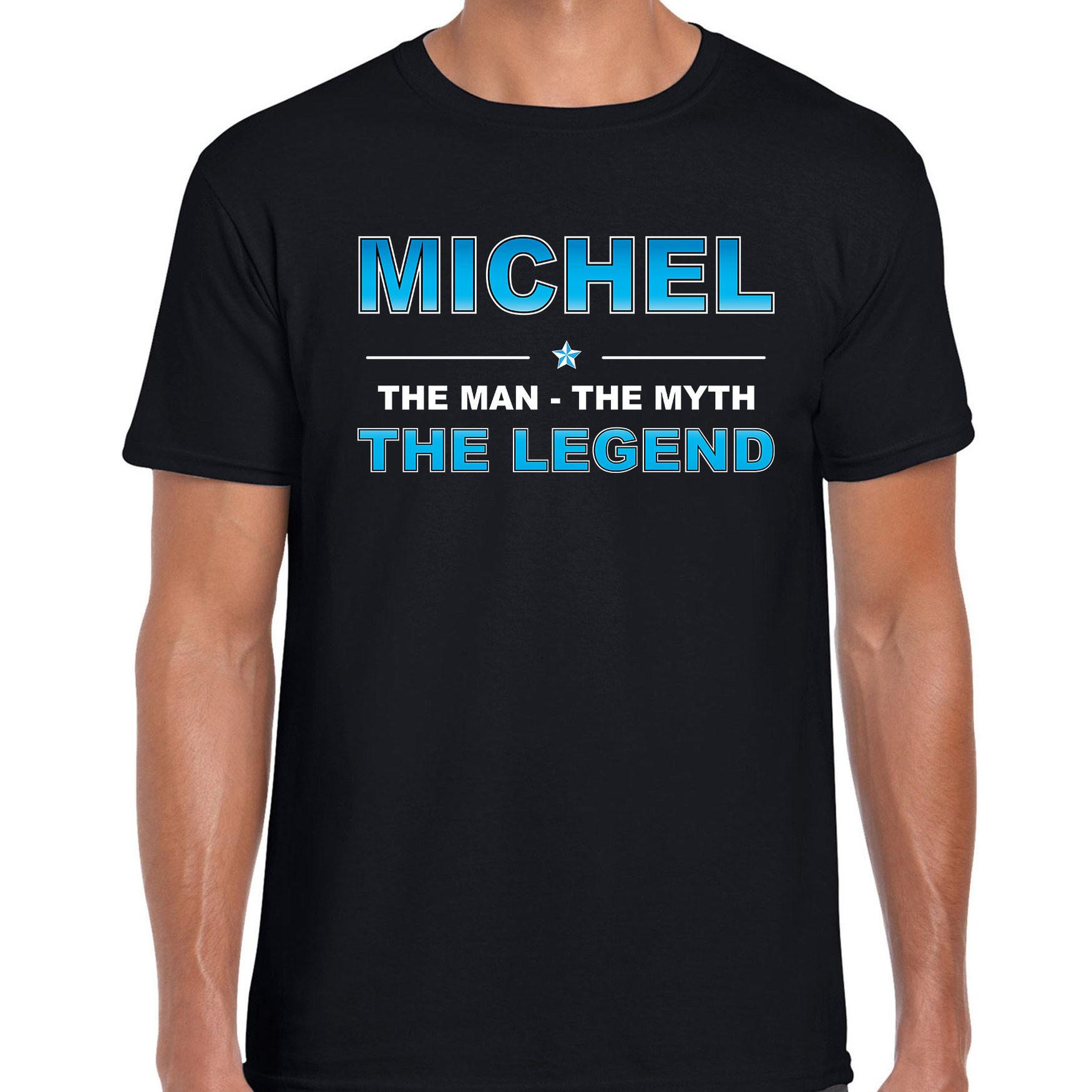 Naam cadeau t-shirt Michel the legend zwart voor heren