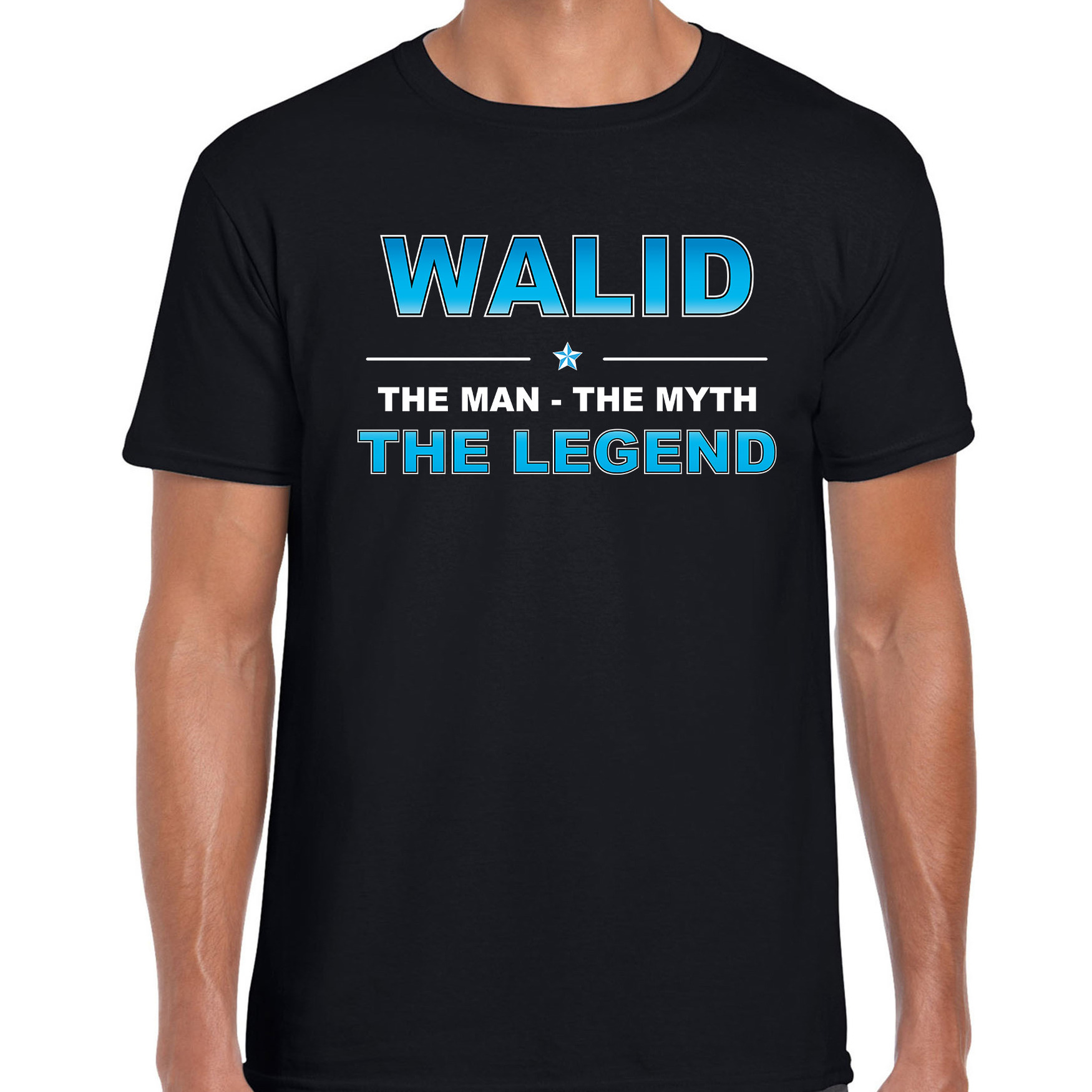 Naam cadeau t-shirt Walid the legend zwart voor heren