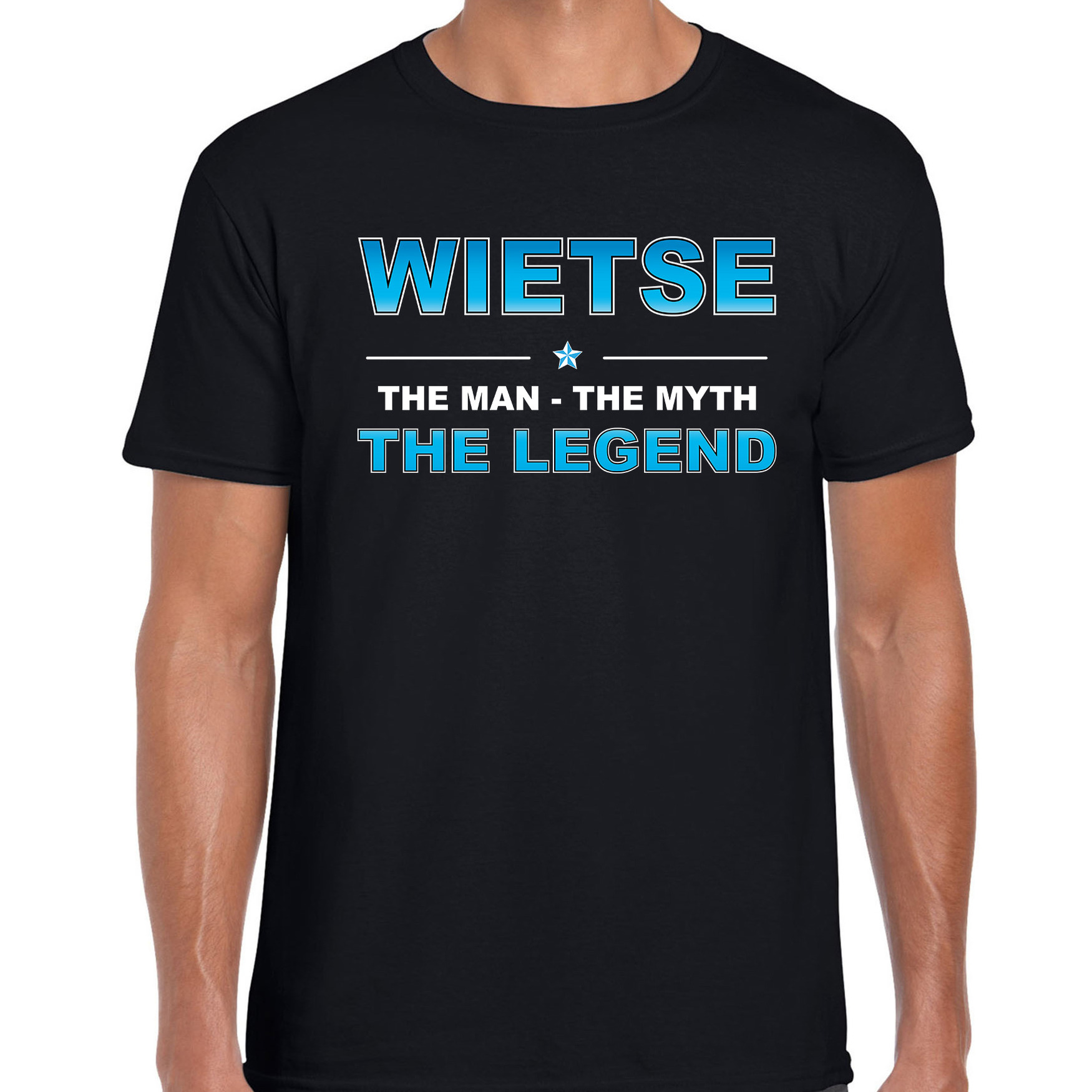 Naam cadeau t-shirt Wietse the legend zwart voor heren