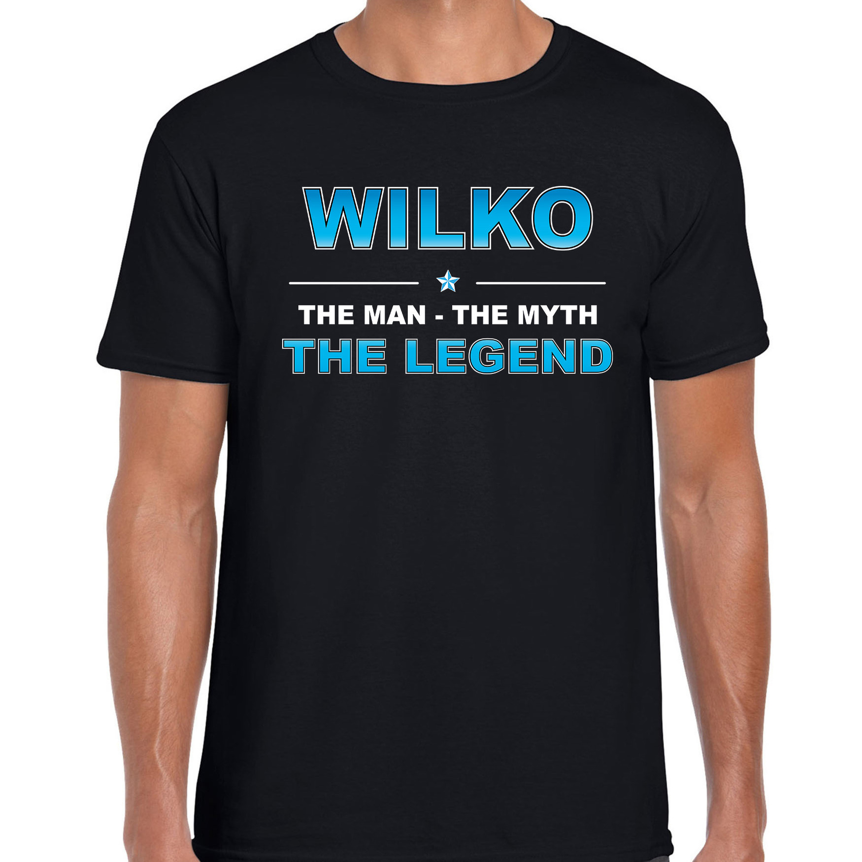 Naam cadeau t-shirt Wilko the legend zwart voor heren