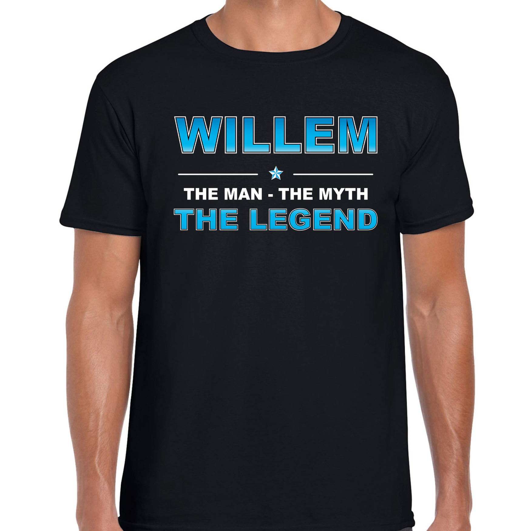 Naam cadeau t-shirt Willem the legend zwart voor heren