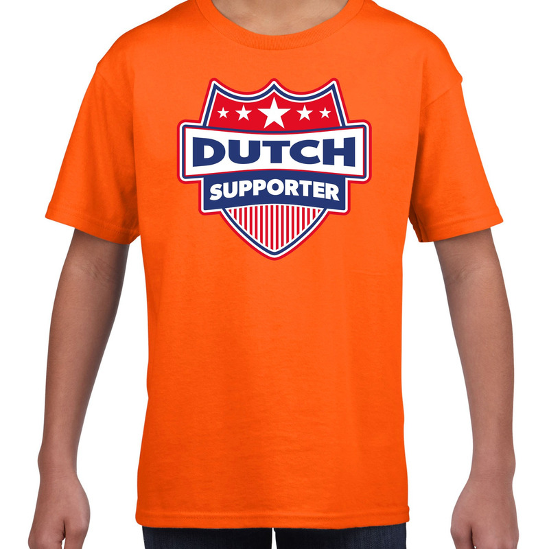 Nederland-Dutch schild supporter t-shirt oranje voor kinder