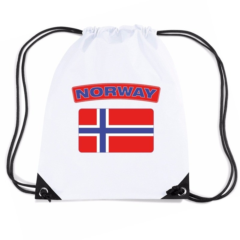 Noorwegen nylon rugzak wit met Noorweegse vlag