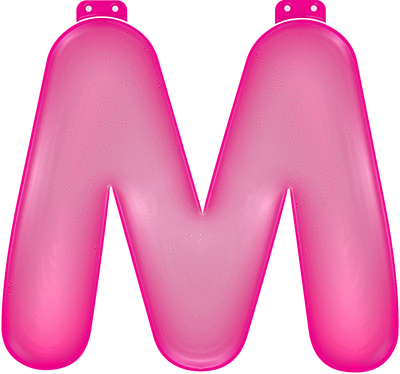 Roze letter M opblaasbaar