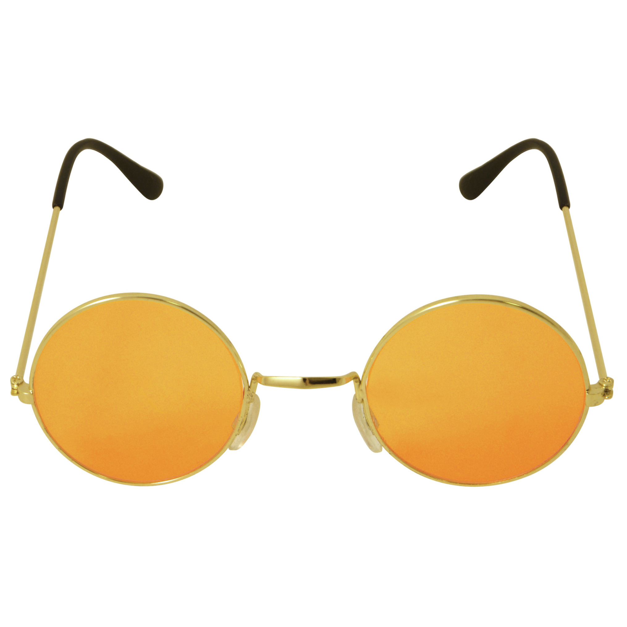 Oranje hippie flower power zonnebril met ronde glazen